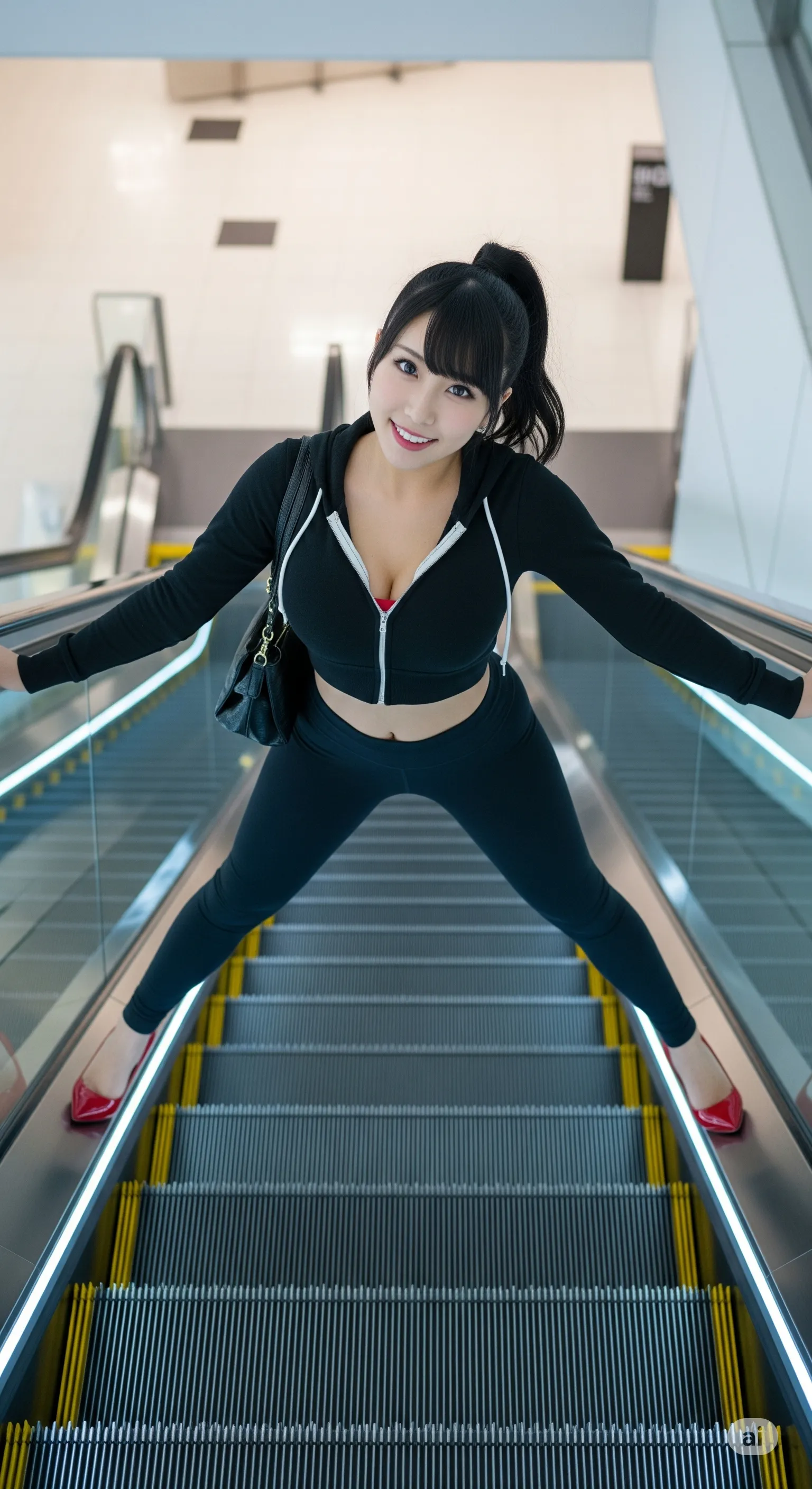 私服女子の後ろ姿を真後ろから撮影した尻フェチ構図 027