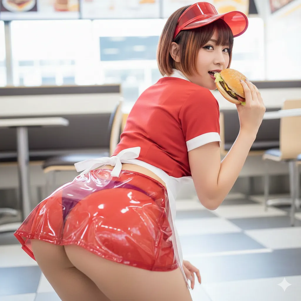 制服スカートから覗くケツが印象的な四つん這いショット