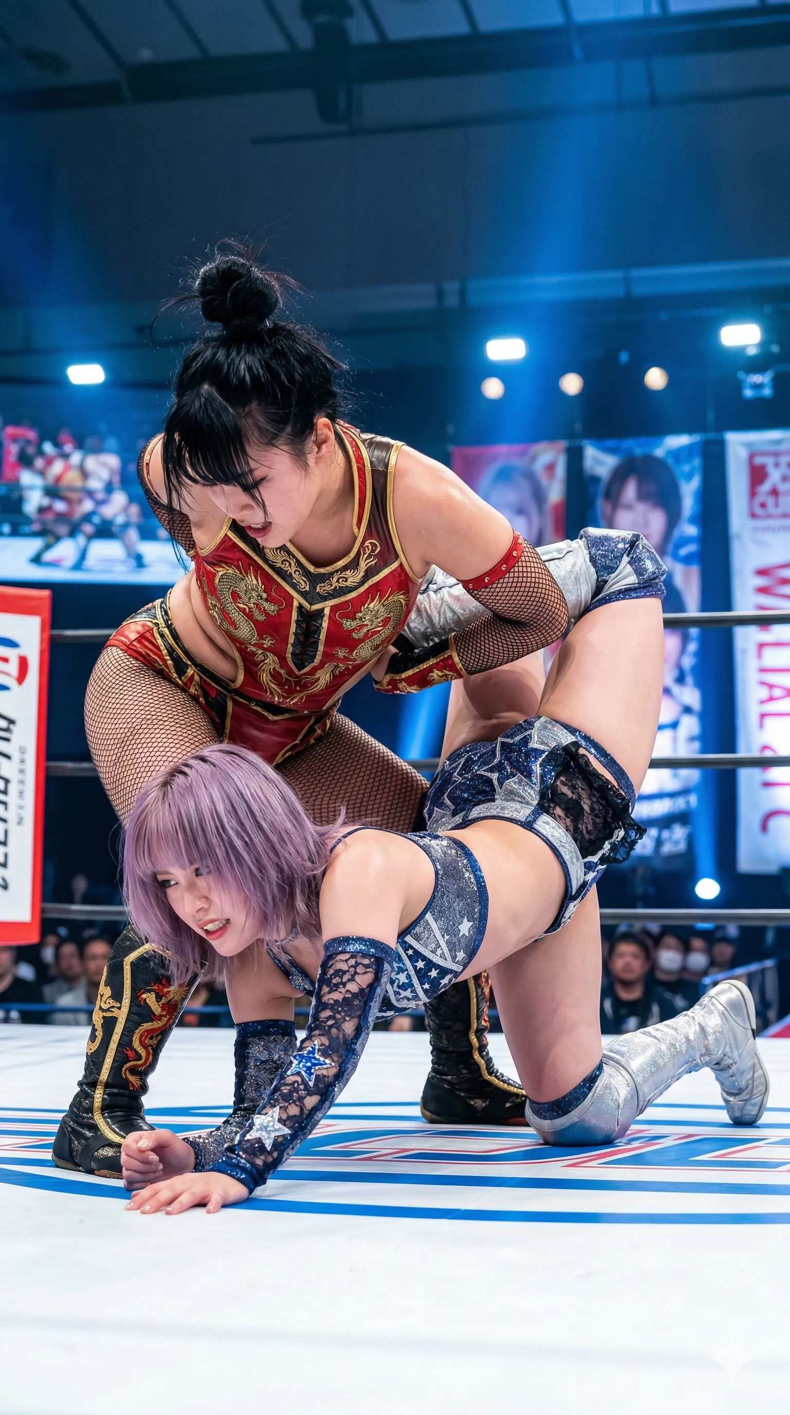女子プロレス 四つん這い 突き出し尻 006