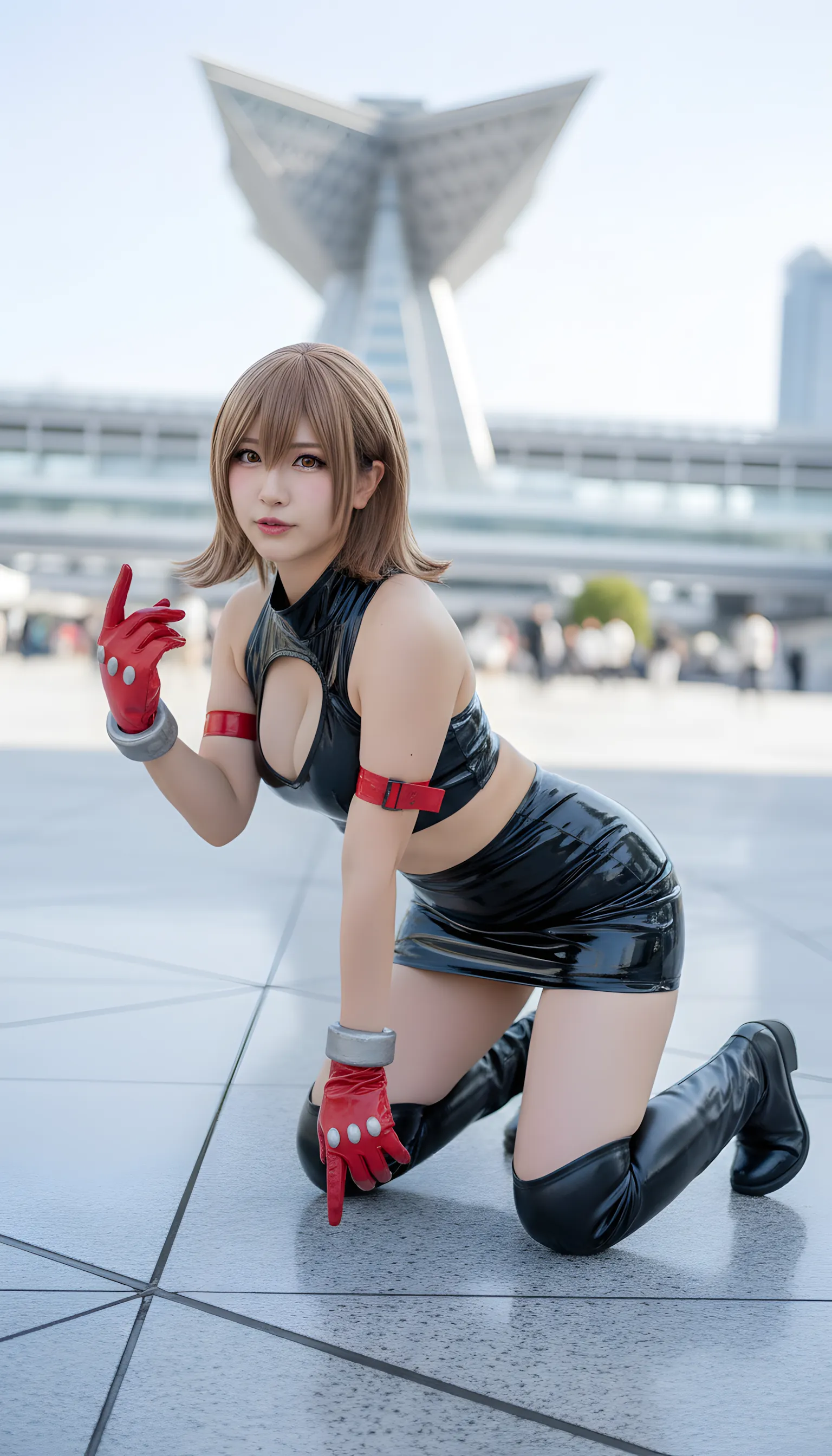 ティファ コスプレ 四つん這い 突き出し尻 005