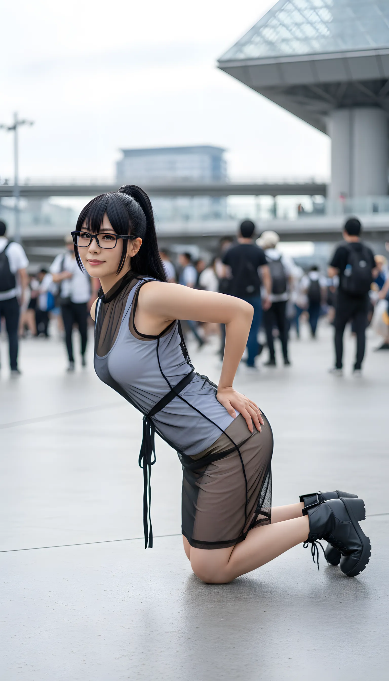 ティファ コスプレ 四つん這い 究極のアーチ 021