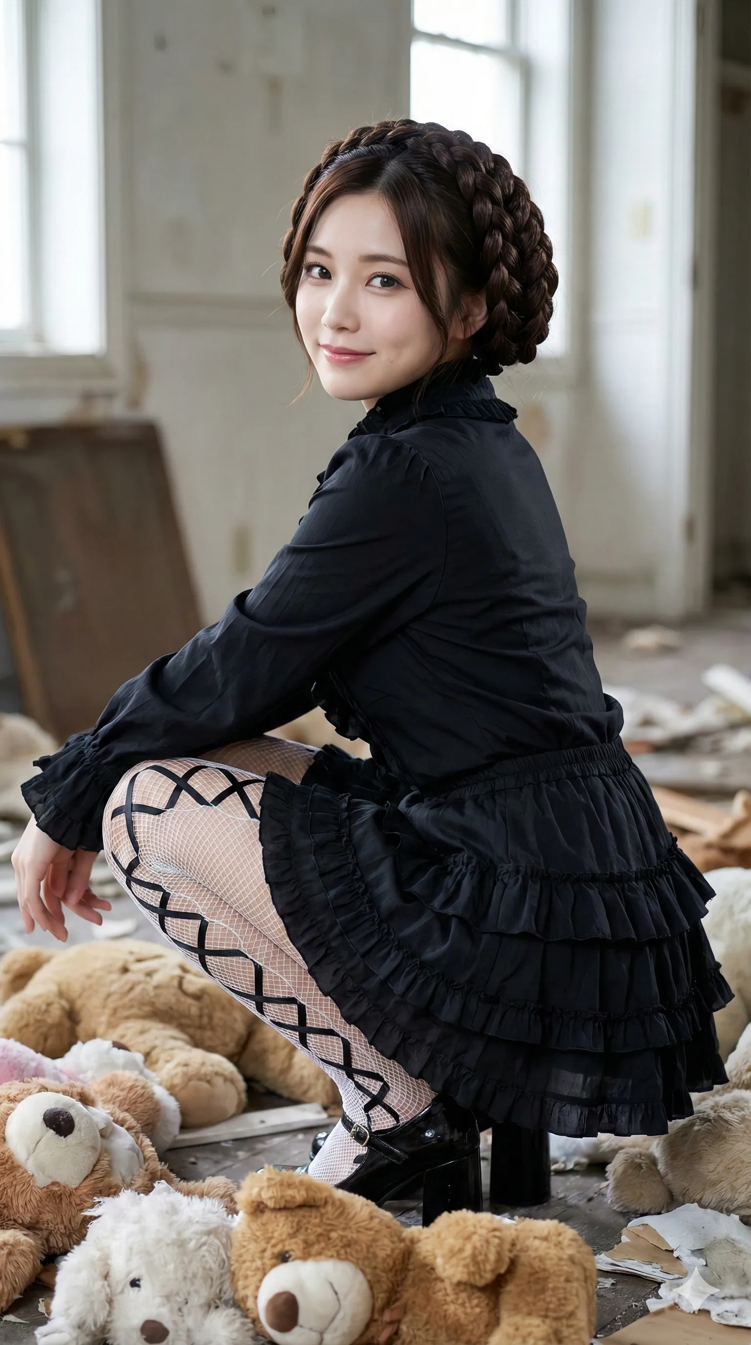 網タイツ 尻のボリューム 煽りアングル 046