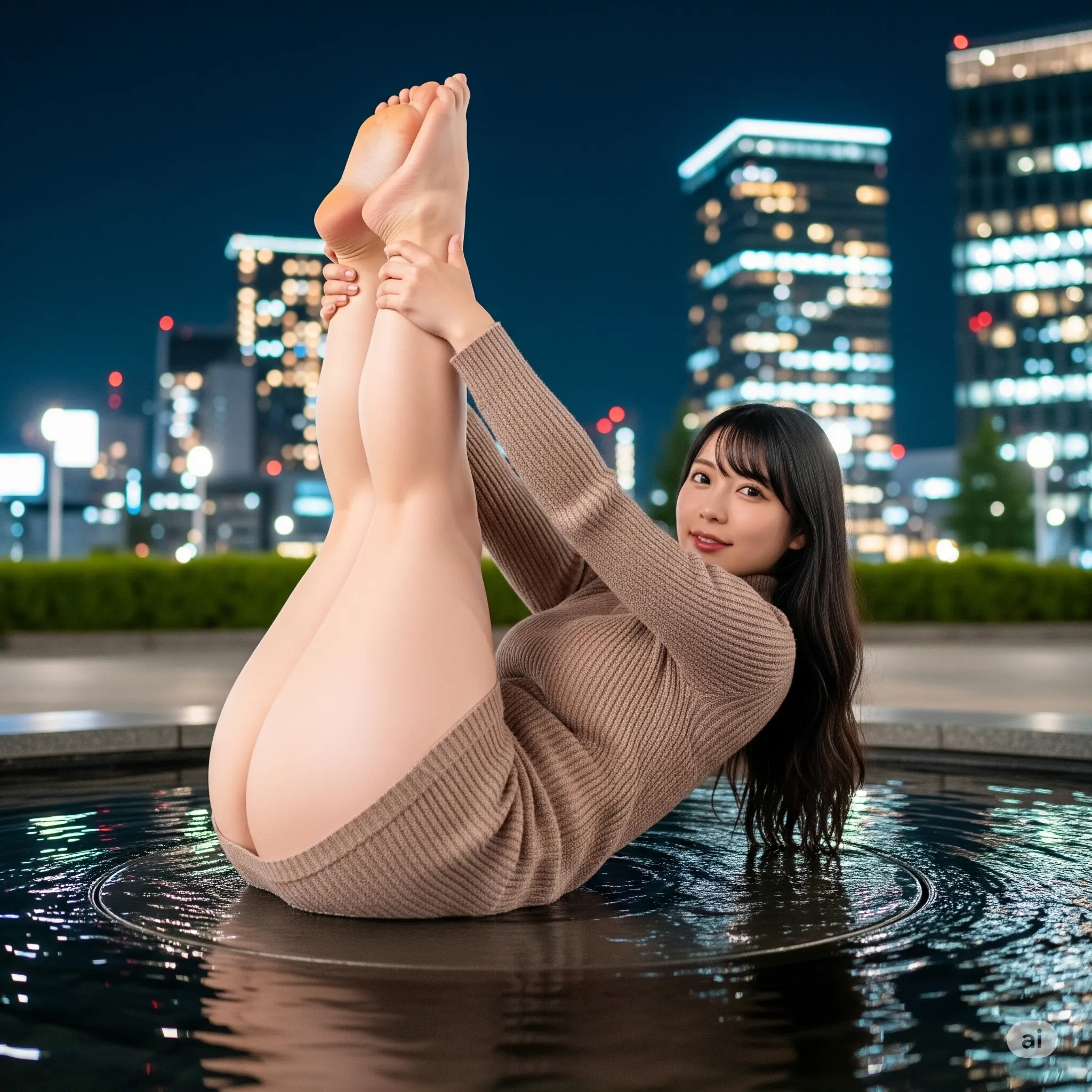 美脚と腰ラインの流れ 噴水フェチ 031