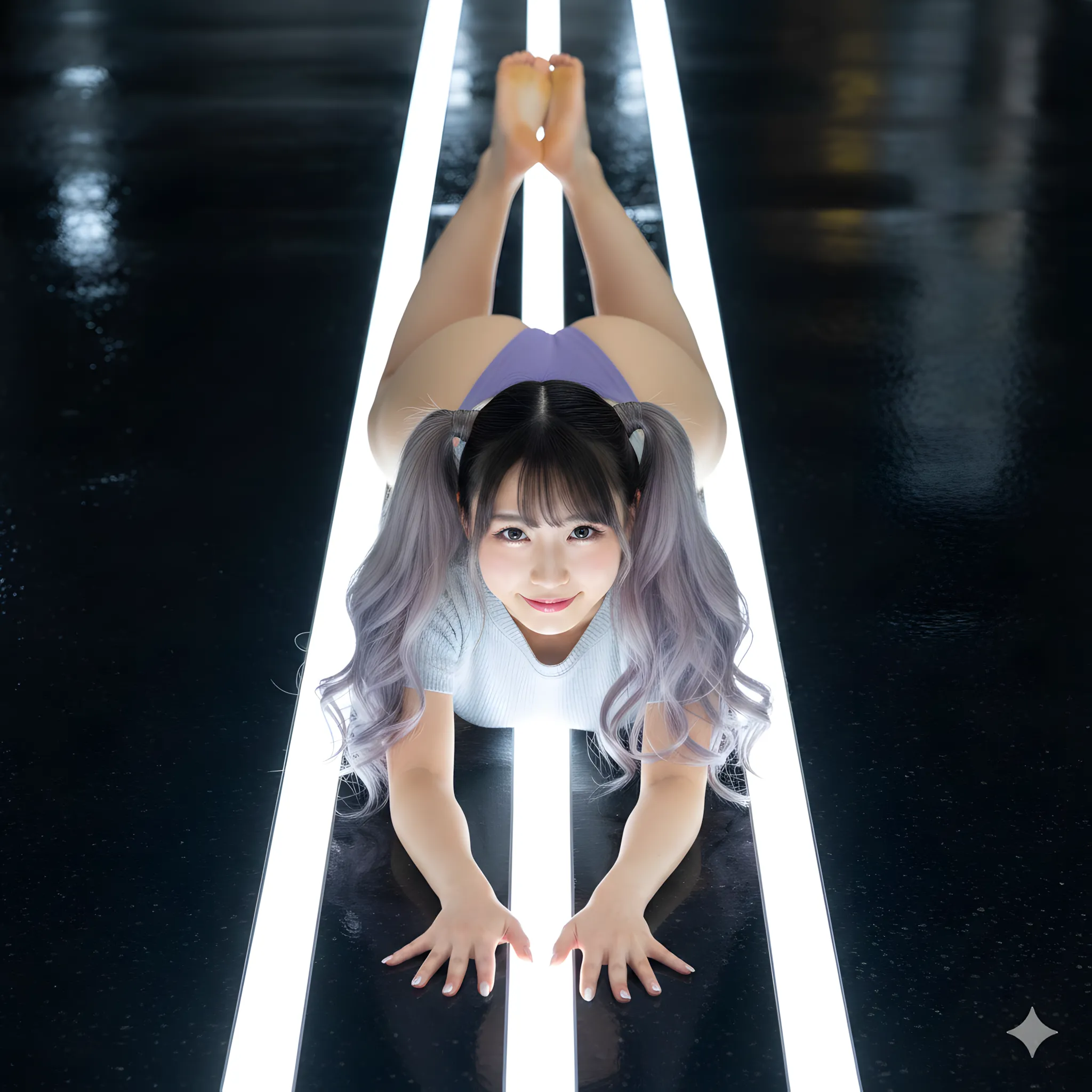 柔らかなカーブを描くヒップと腰ラインが魅力的に映える四つん這い姿