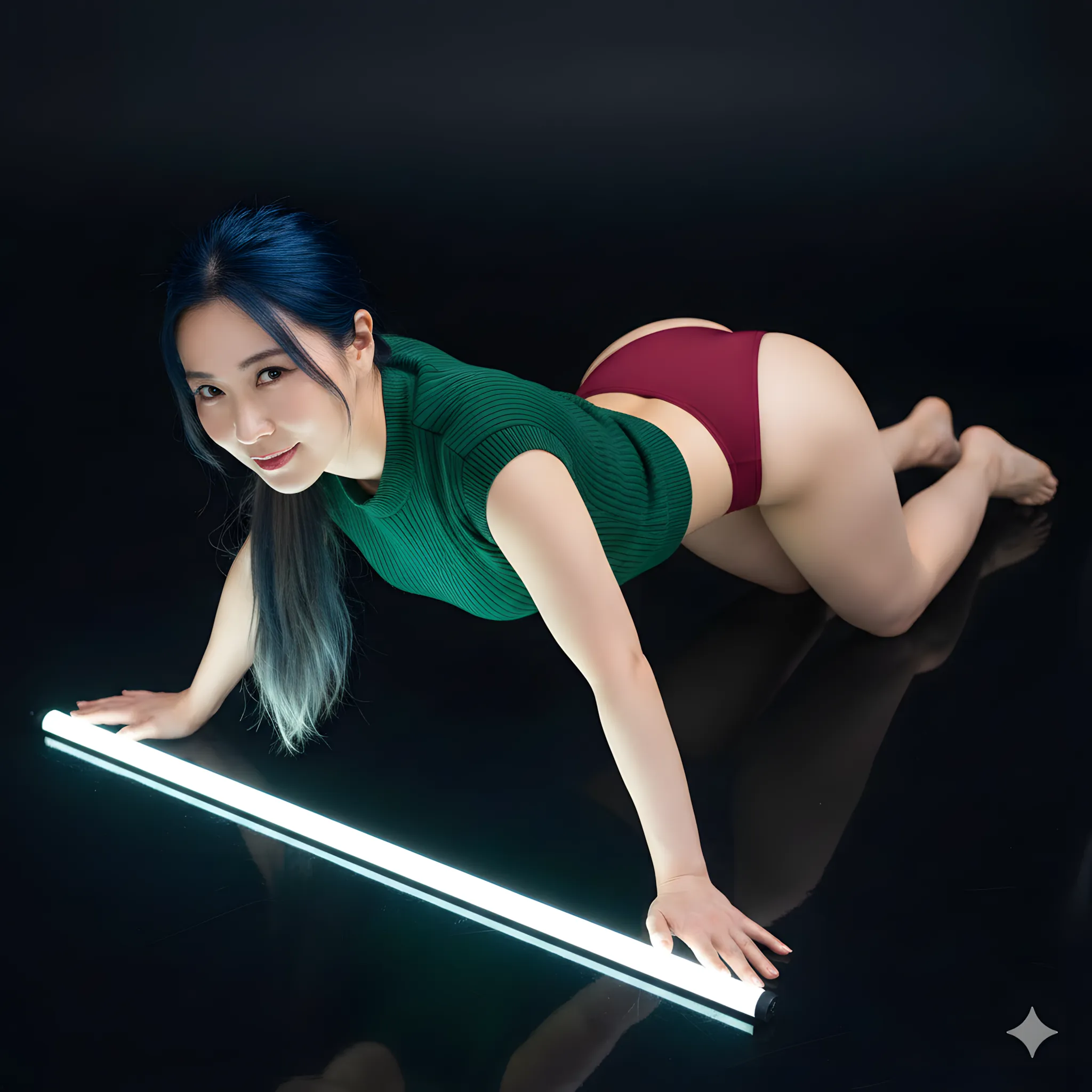 艶やかな髪とボディラインが美しく調和したセクシーショット