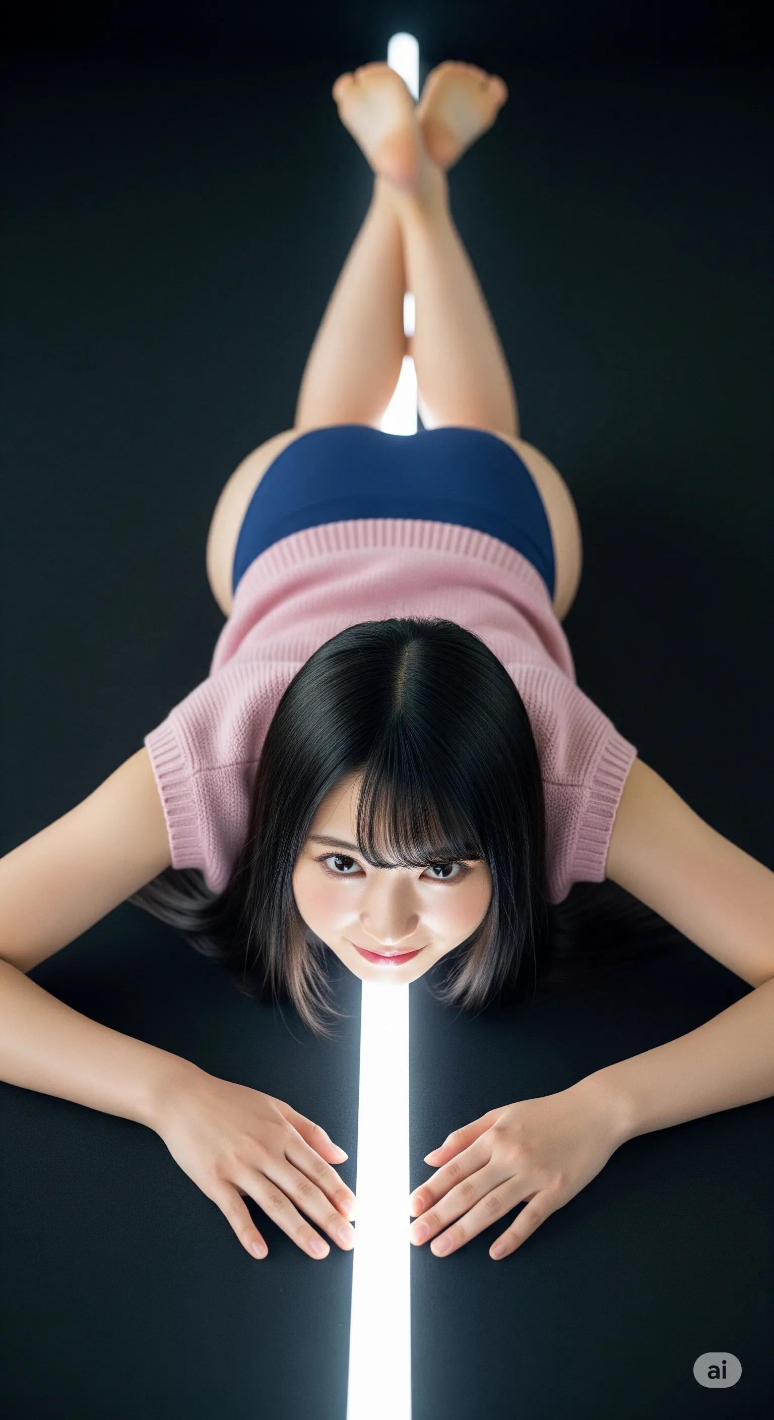 正面姿勢の緊張感としなやかさが共存する艶っぽいワンショット