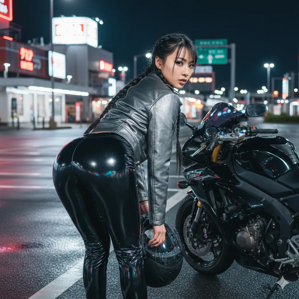 ギャルライダー 跨がり 振り返り表情 027