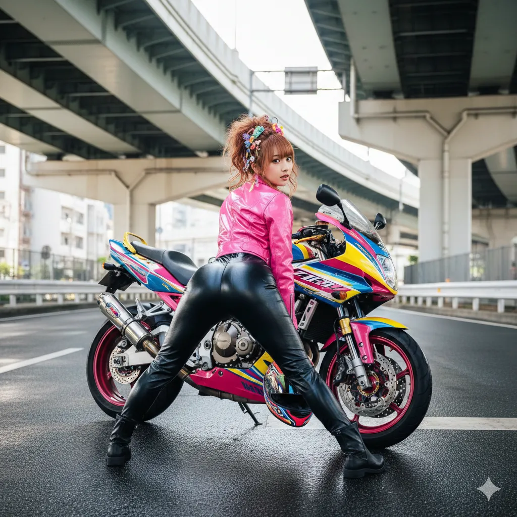 レザーパンツ 尻フェチ 跨がり ギャル 031