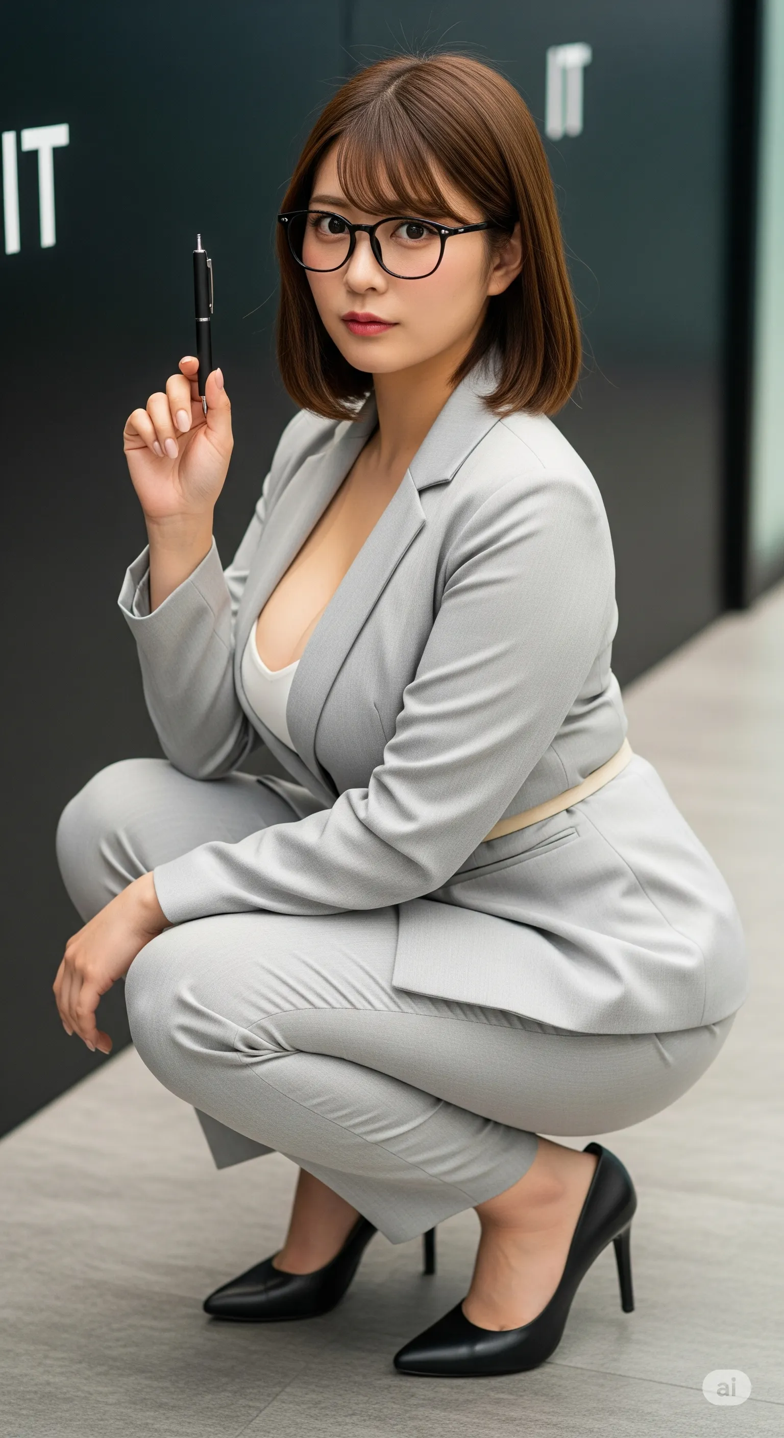 メガネ女子のデスクワーク風景 微エロな距離感