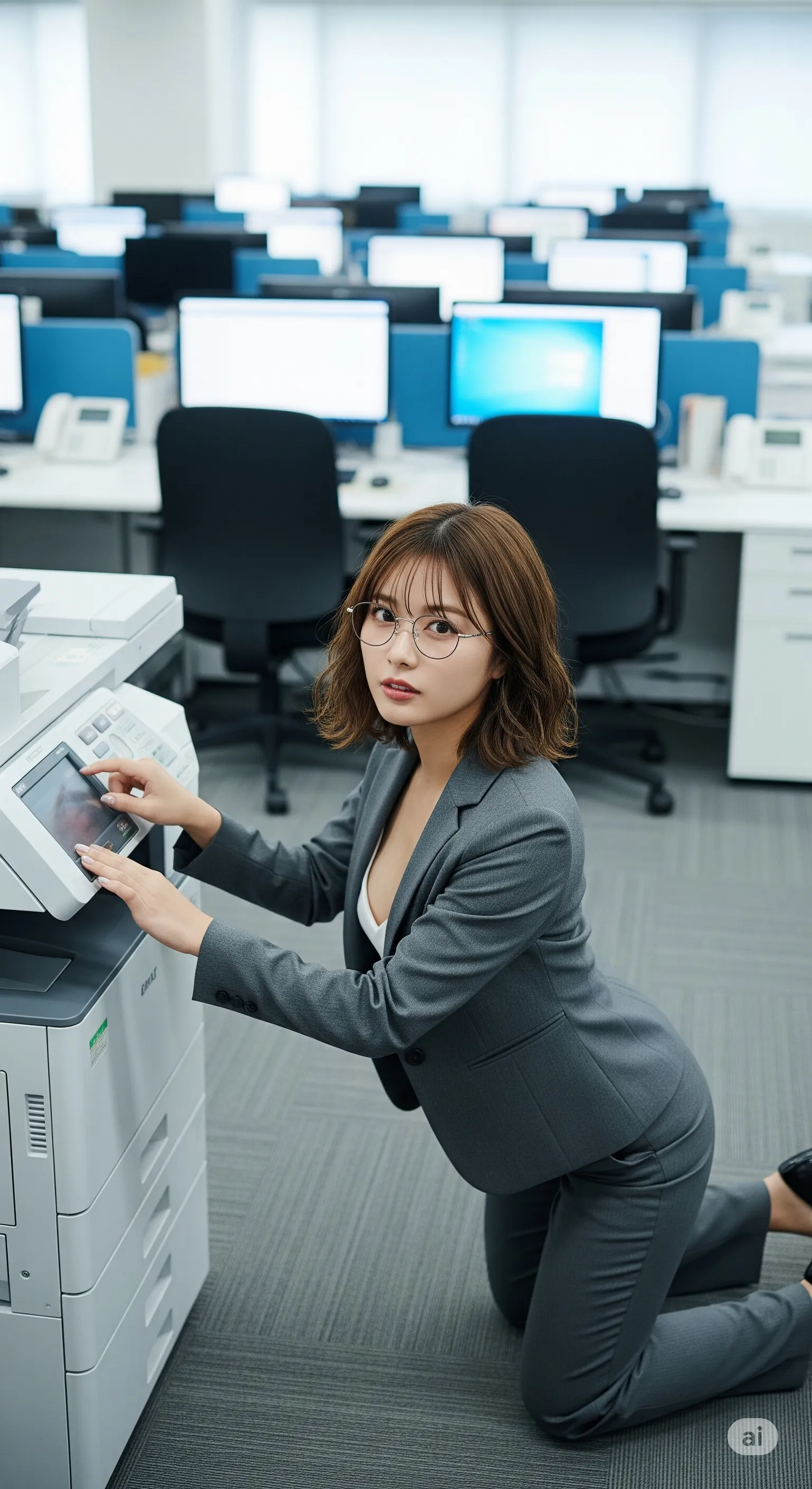 眼鏡とスーツが映えるオフィスレディの魅力