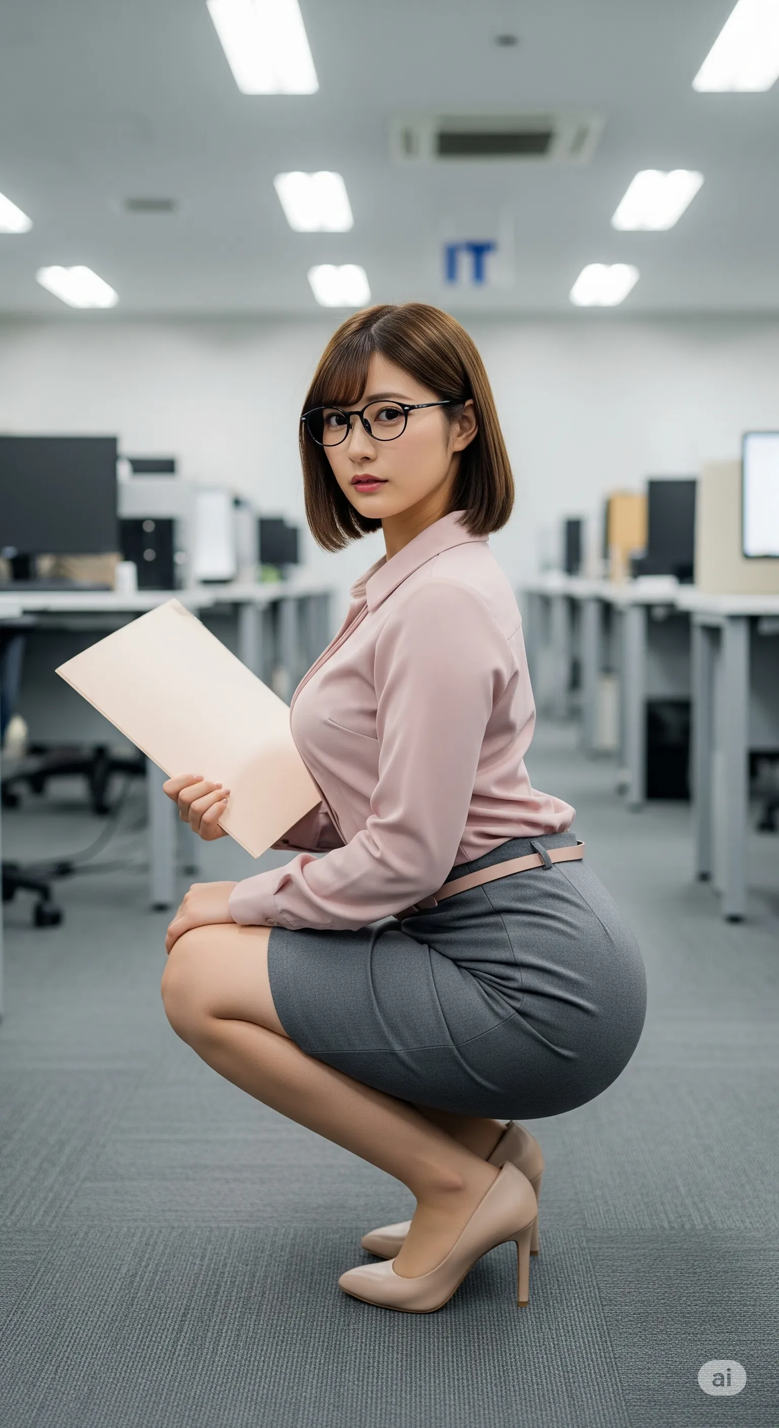 メガネ女子OLの仕事中のふとした瞬間