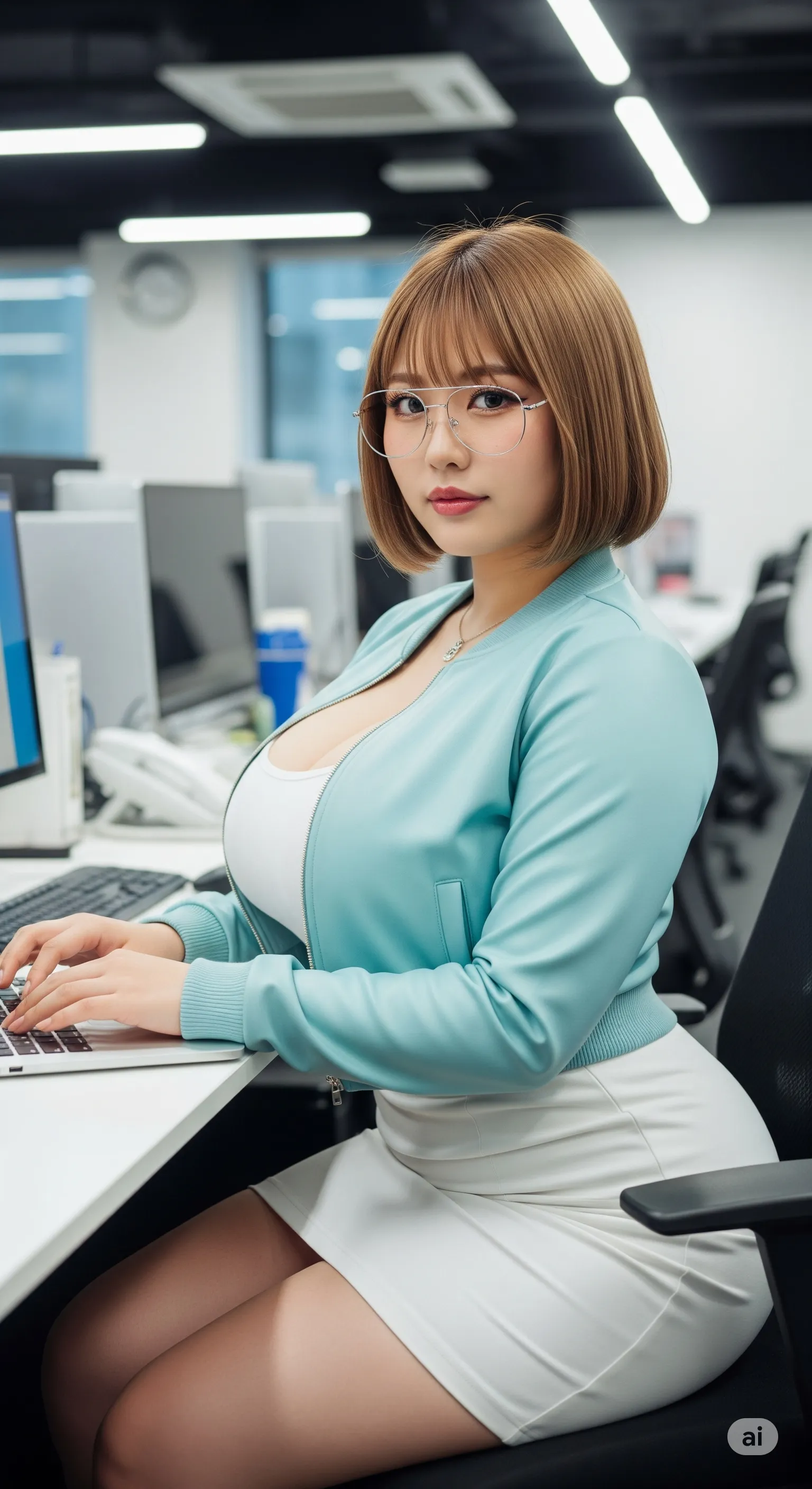 オフィスカジュアルな女性の柔らかな雰囲気