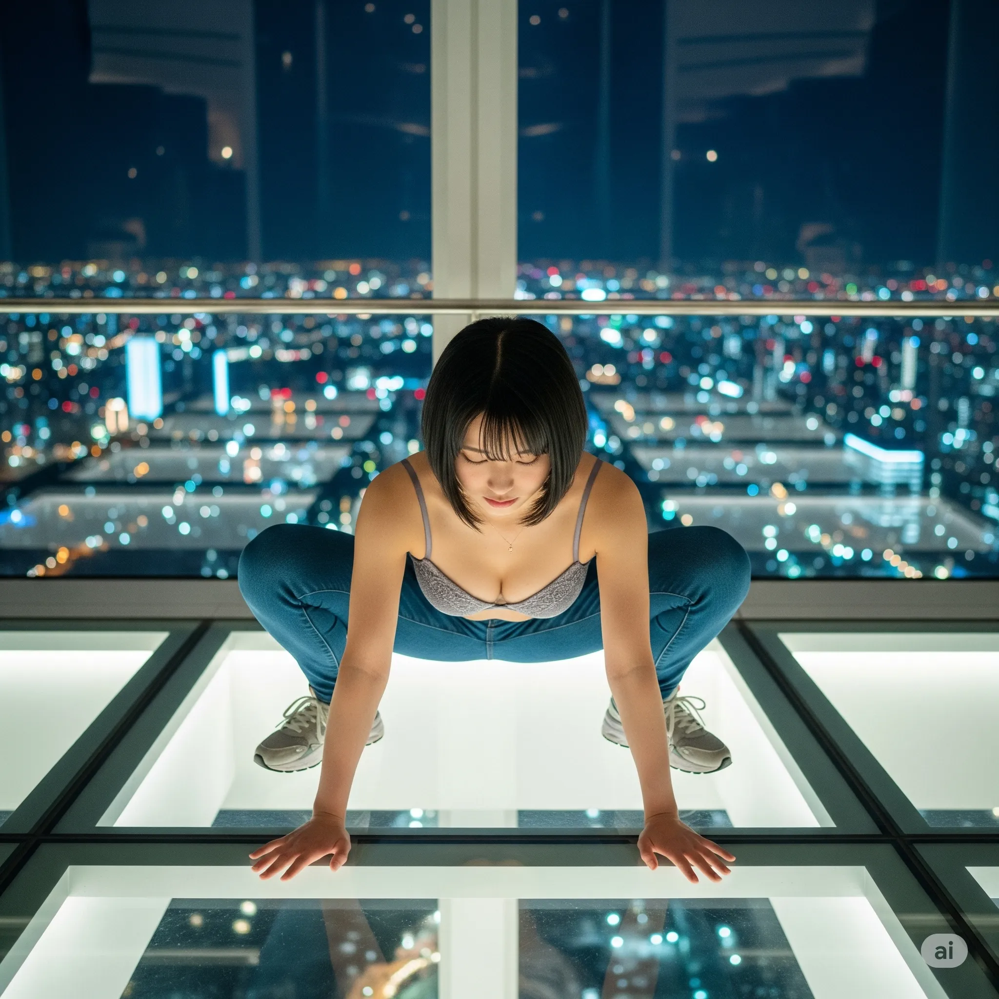 踏ん張り体勢 美ボディライン デニム美女 021