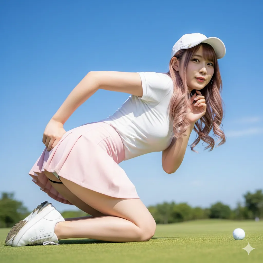 ゴルフ美少女 四つん這い スポーティ尻フェチ ミニスカゴルファー 006