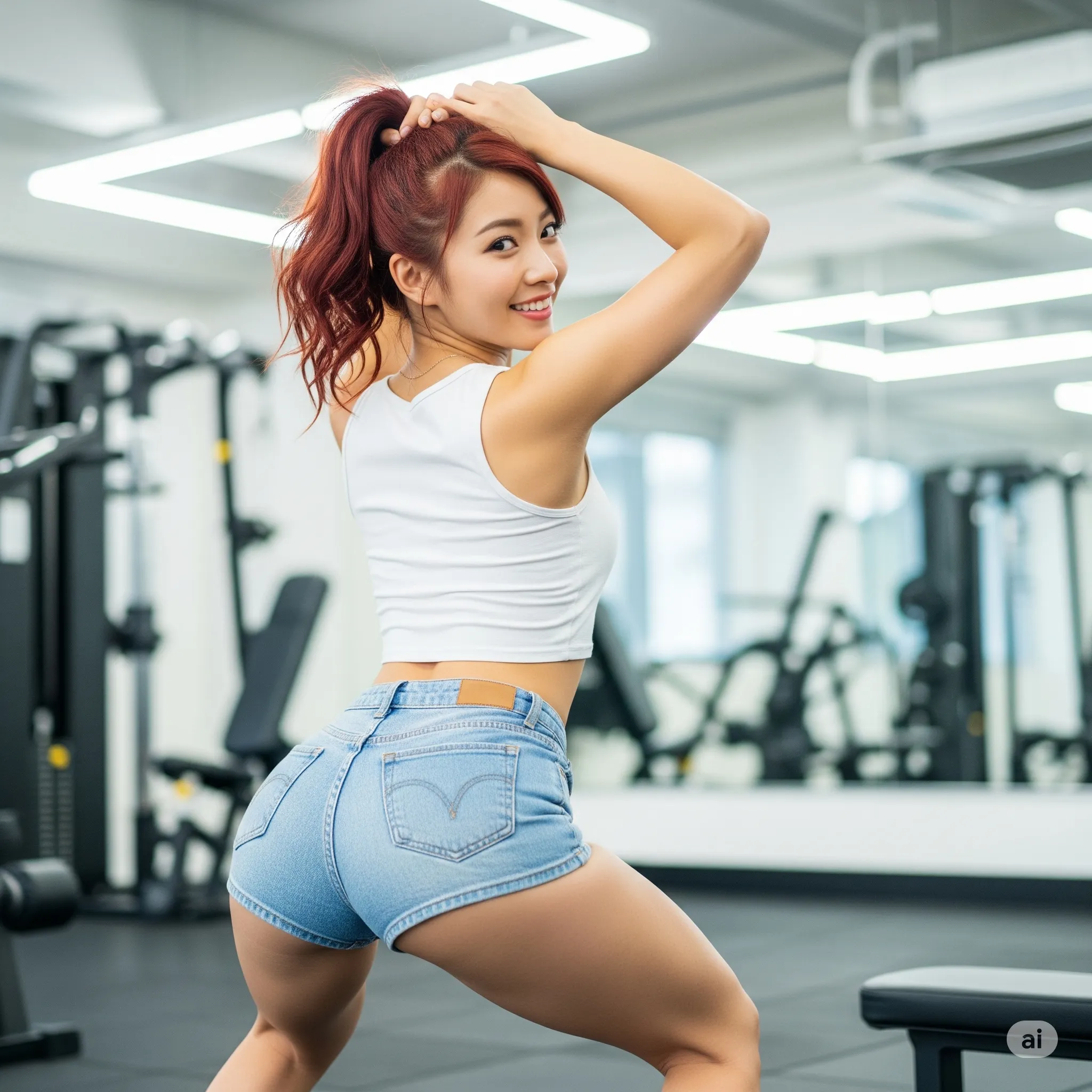 デニムショート スクワット美尻 007