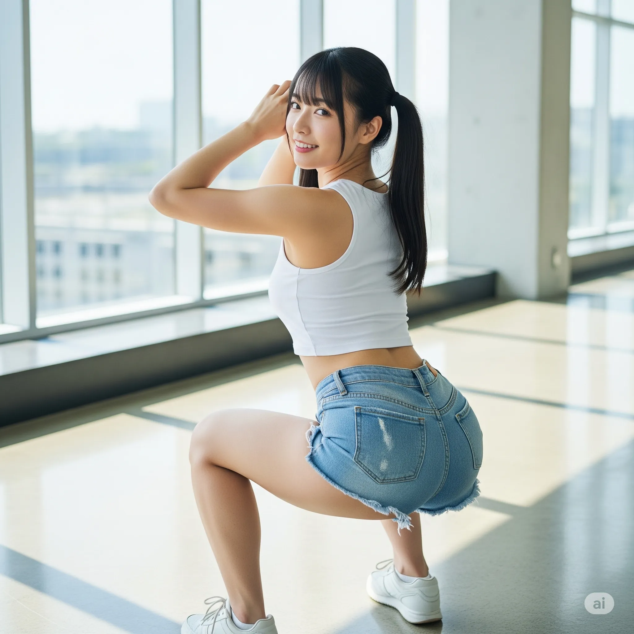 デニムショート スクワット美尻 012