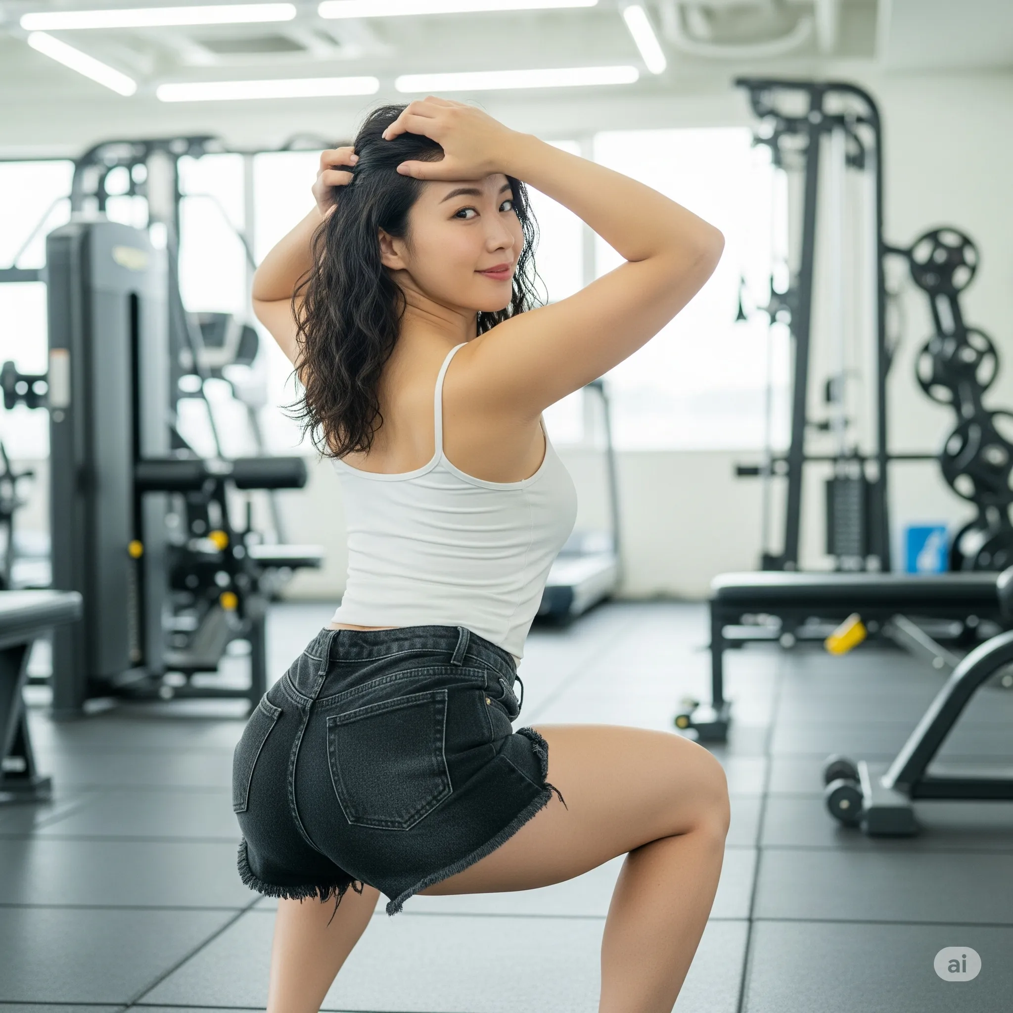 デニムショート スクワット美尻 014