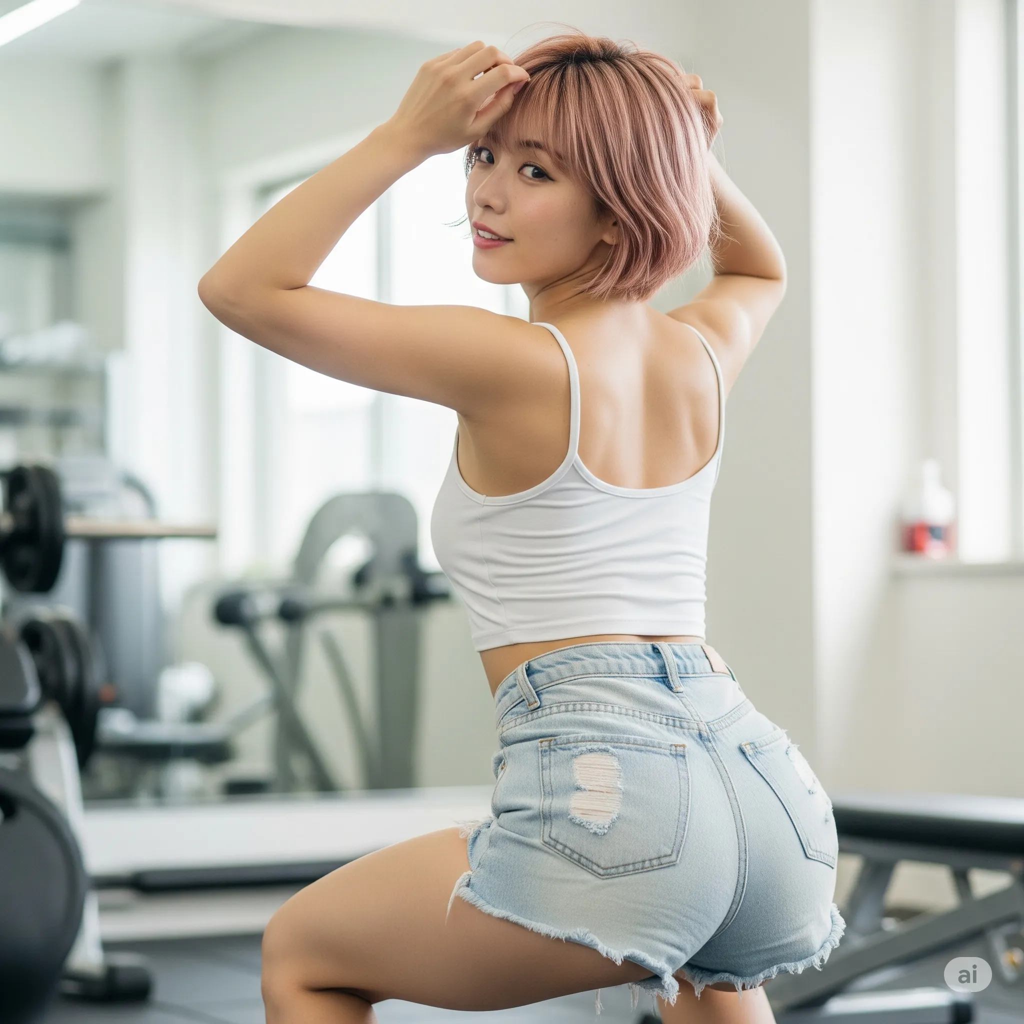 デニムショート スクワット美尻 016