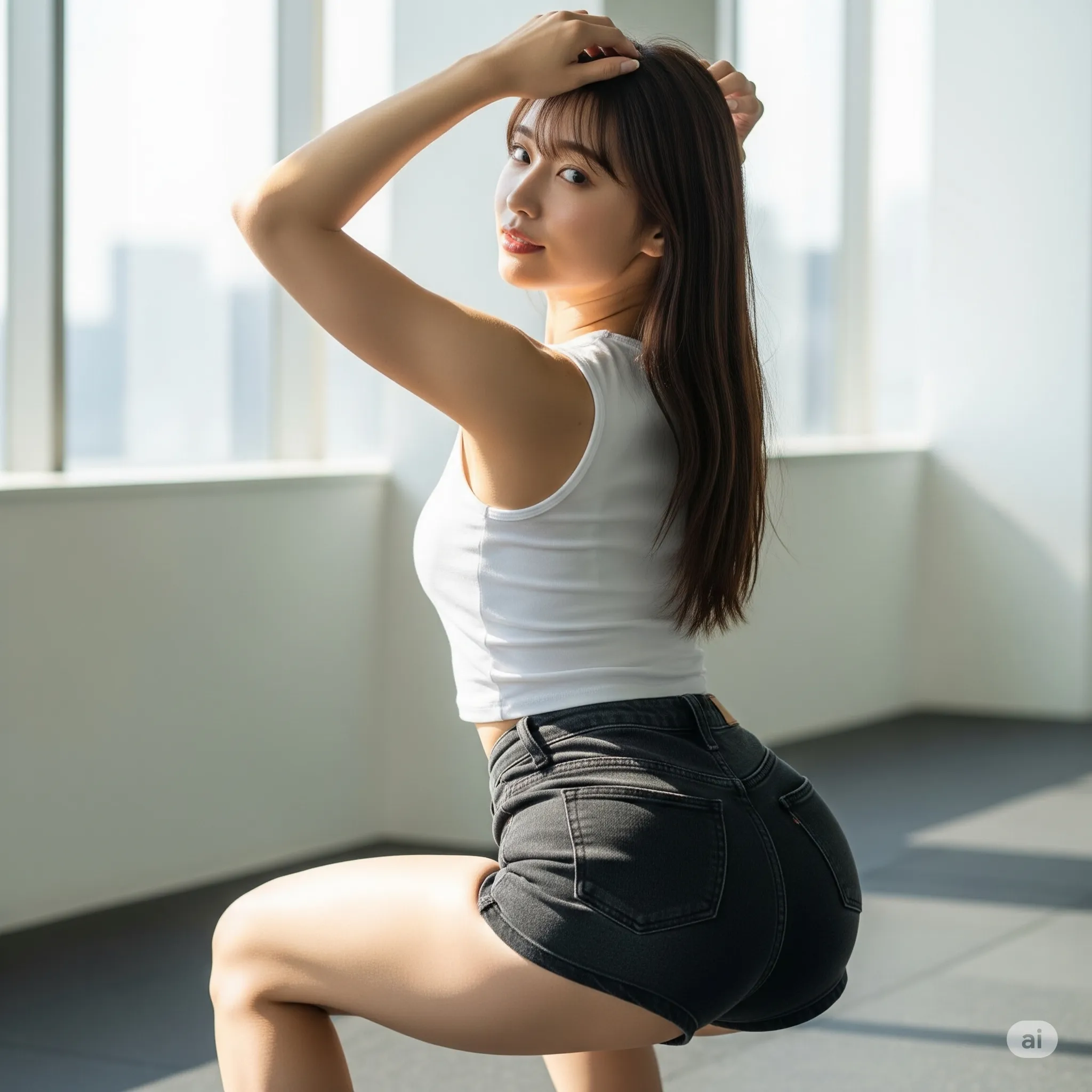 デニムショート スクワット美尻 042