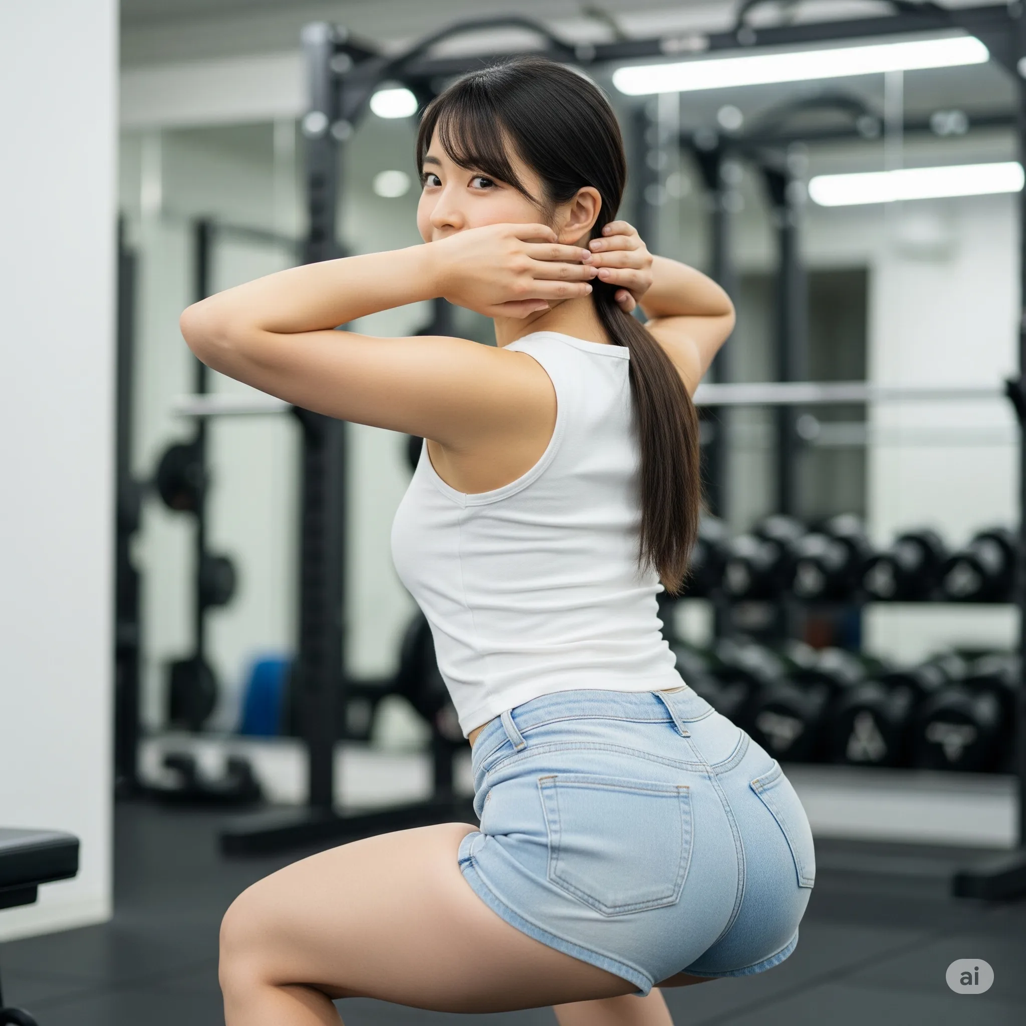 デニムショート スクワット美尻 044