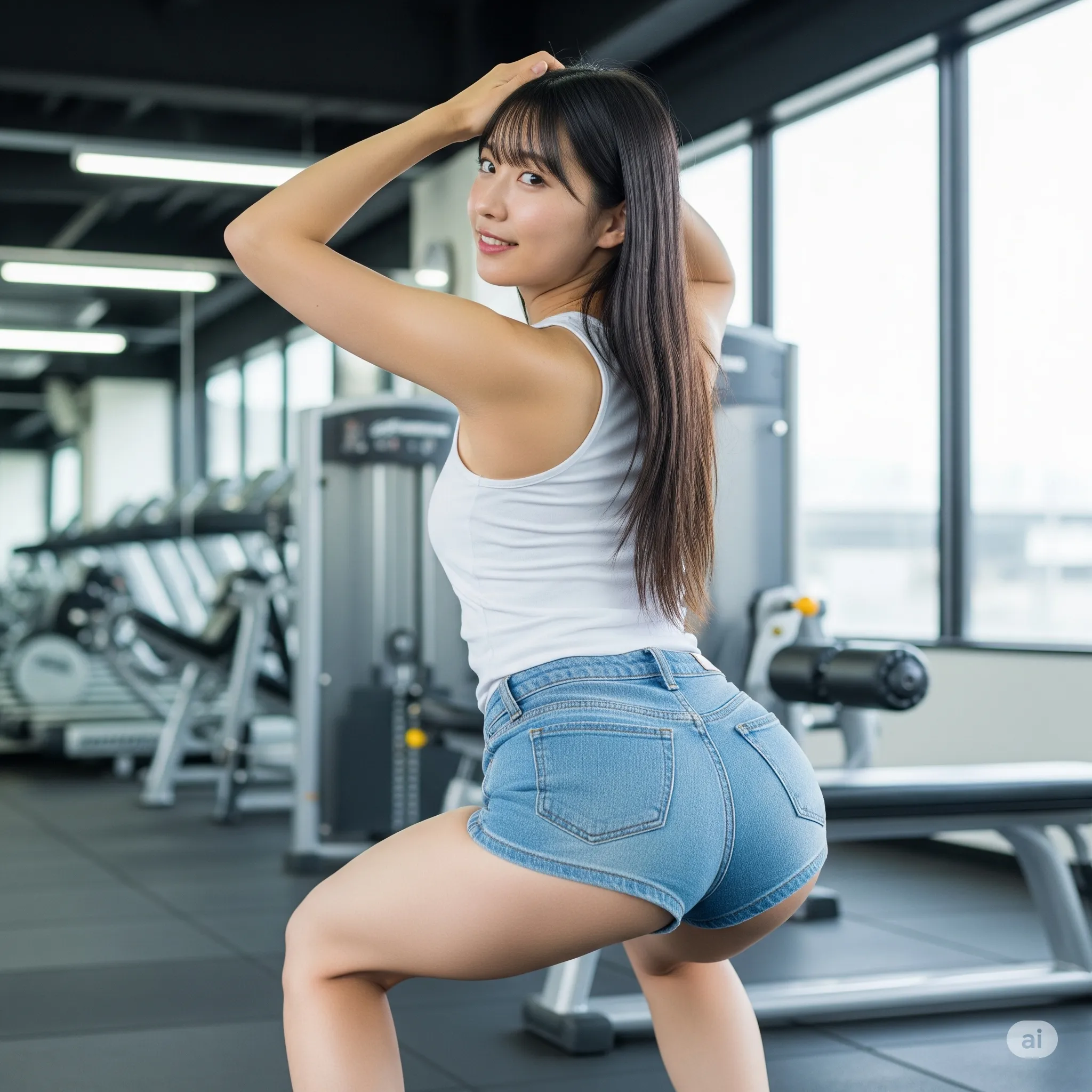 デニムショート スクワット美尻 046