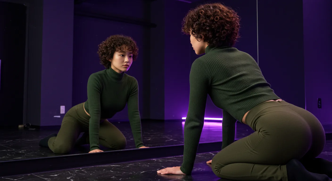 鏡越し四つん這いの美尻ショット 010