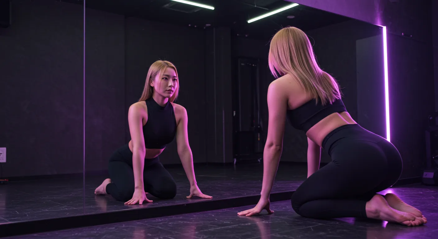 鏡越し四つん這いの美尻ショット 042