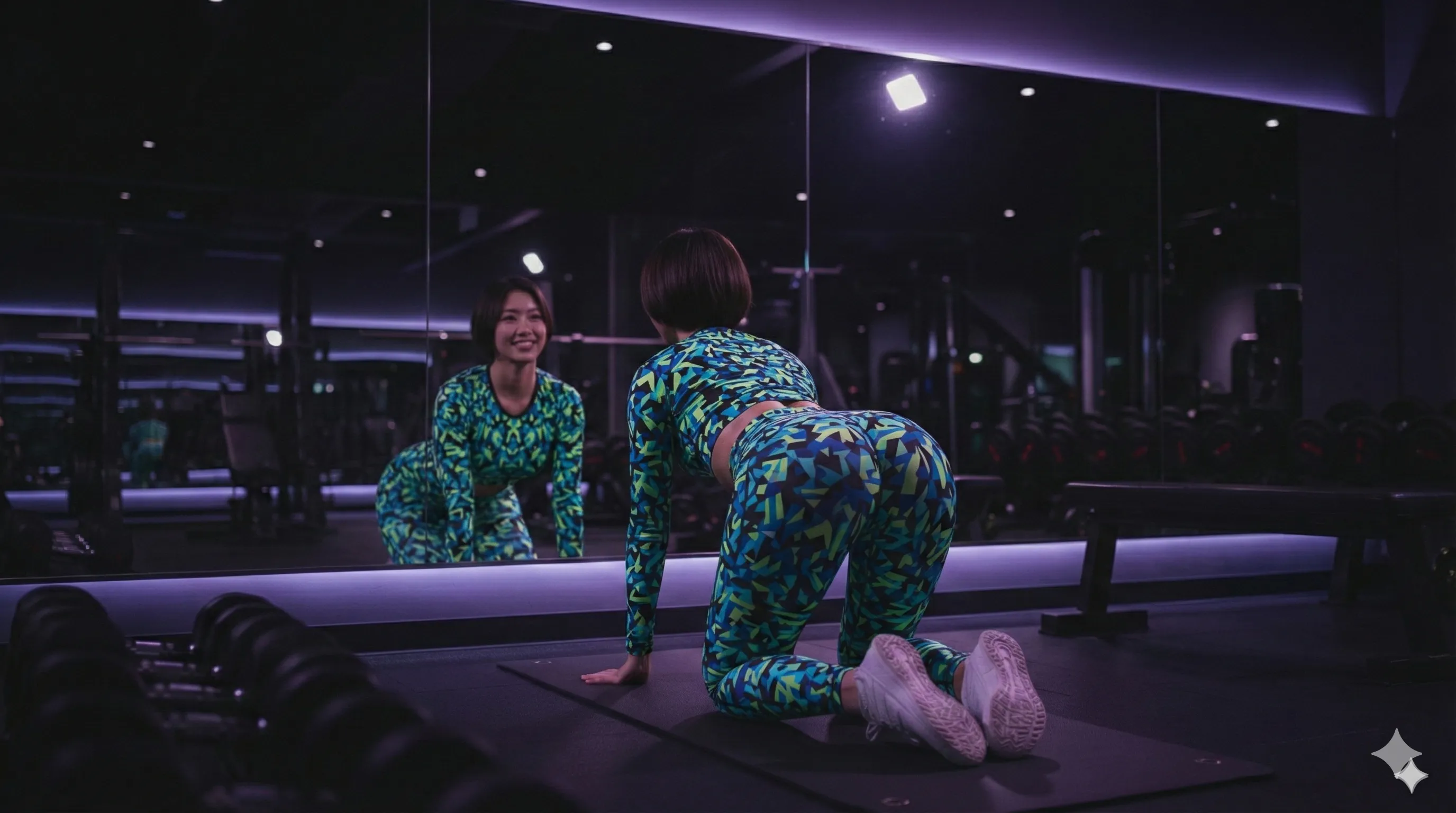 鏡越し四つん這いの美尻ショット 045