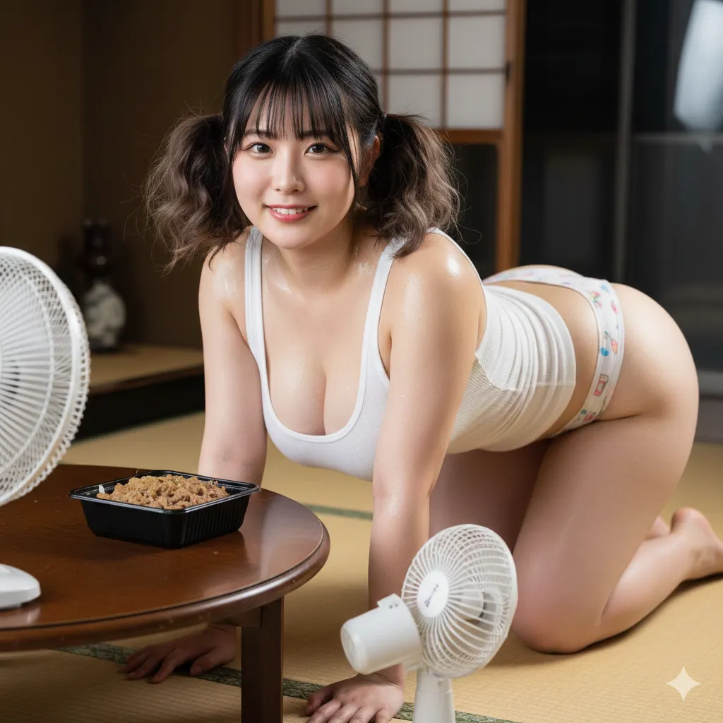 和室の照明に浮かび上がる、牛丼美女の究極のS字ライン 高画質