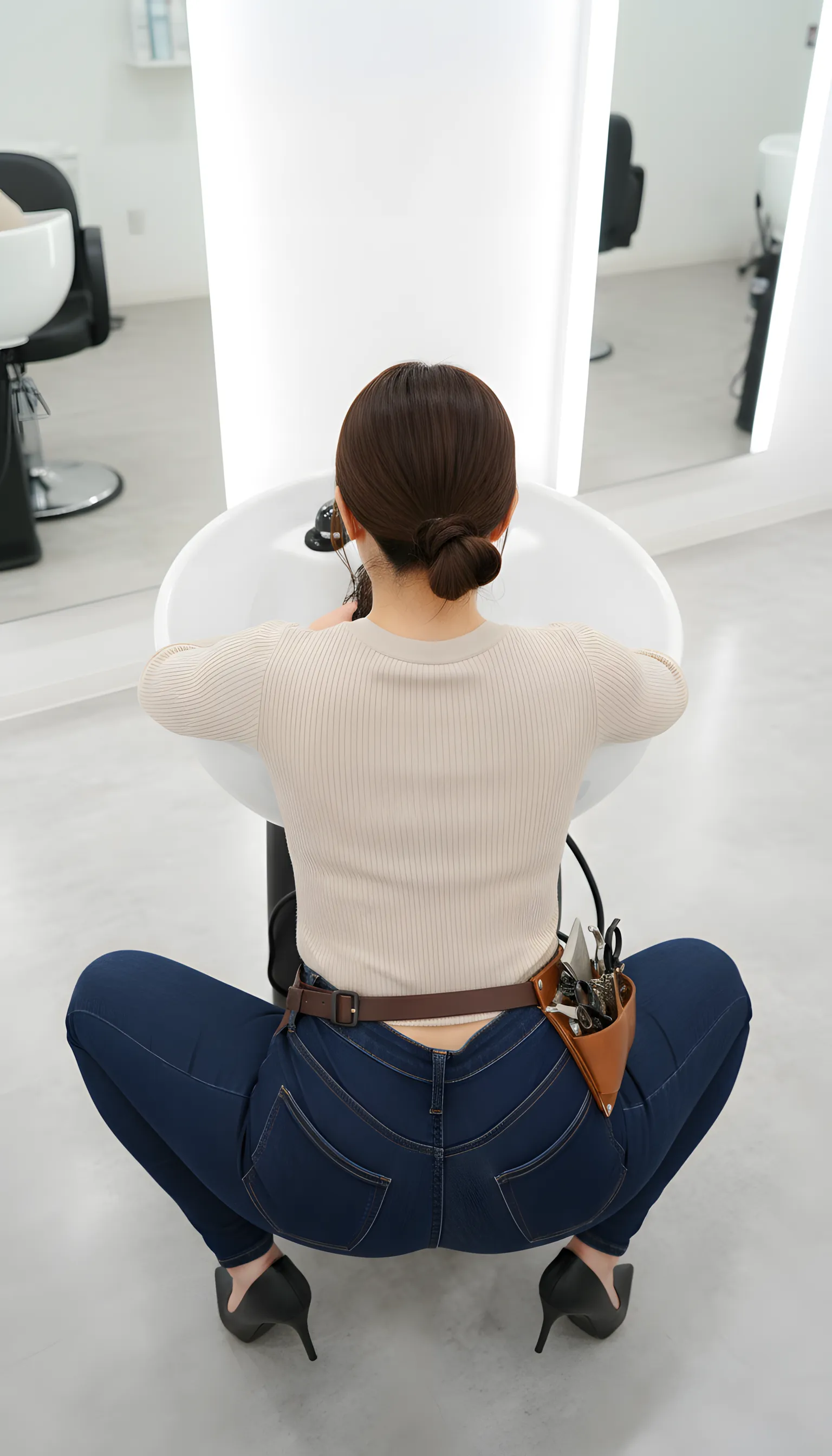 胸チラ 覗き見 美容師 008