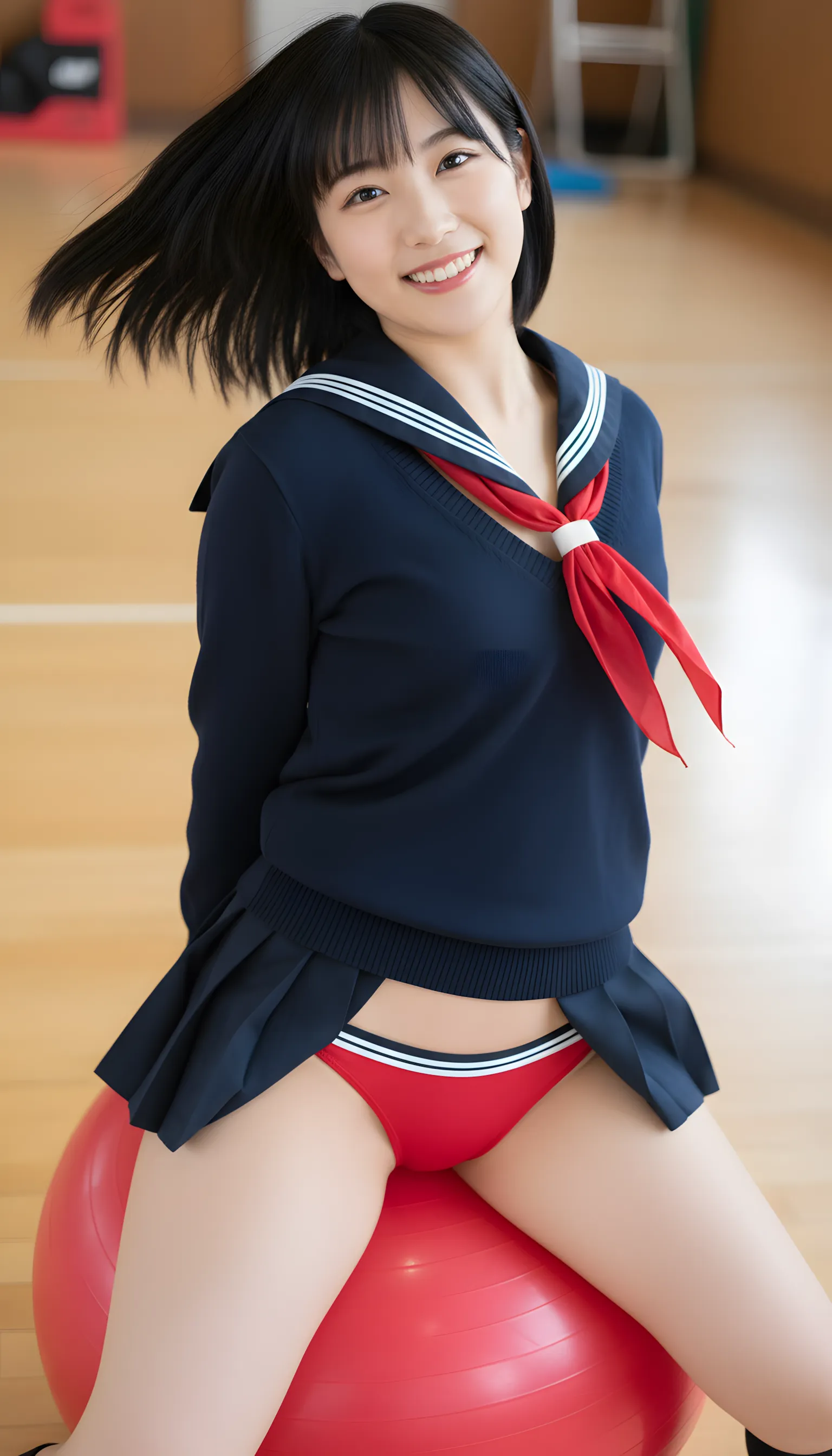 女子高生 ボールで開脚 最高の隙間 023