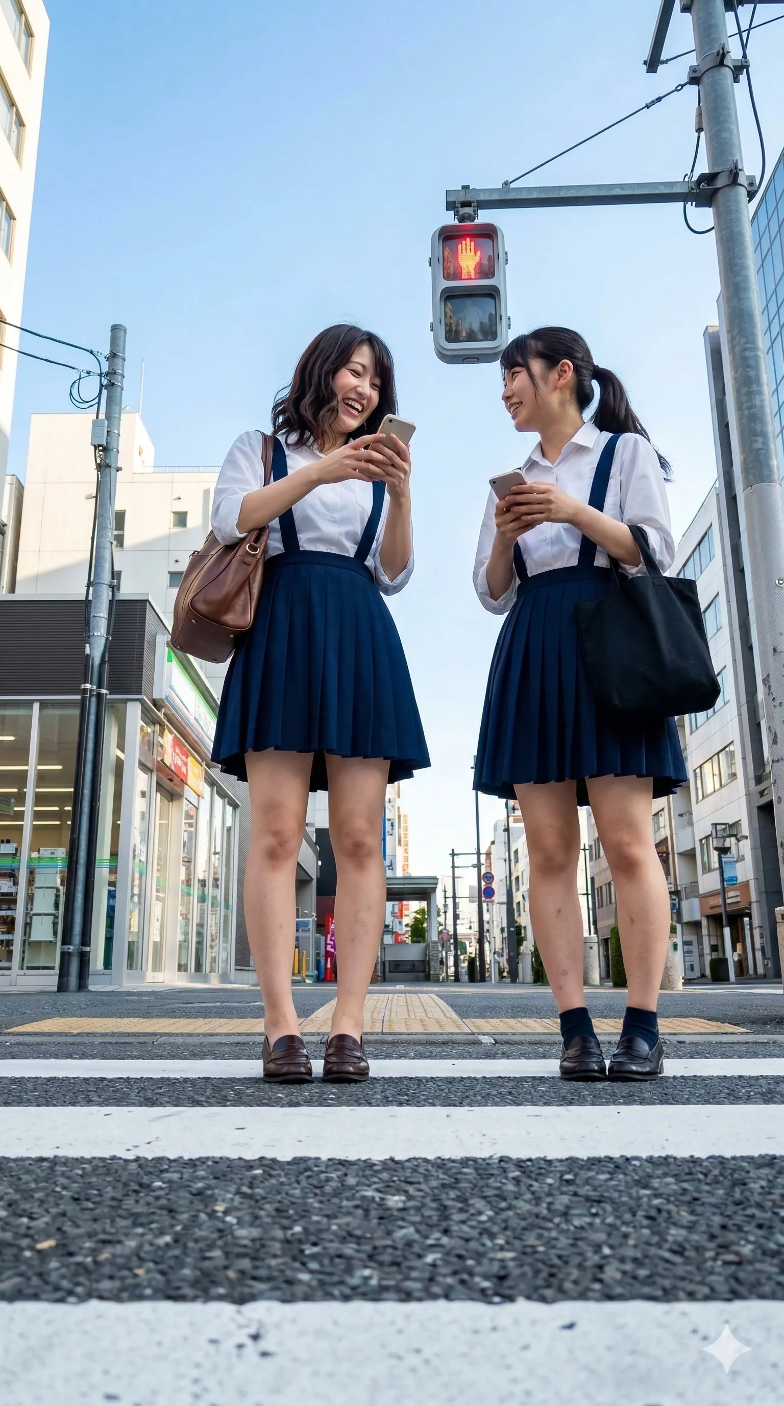 制服美女 信号待ち 後ろ姿 曲線美 003