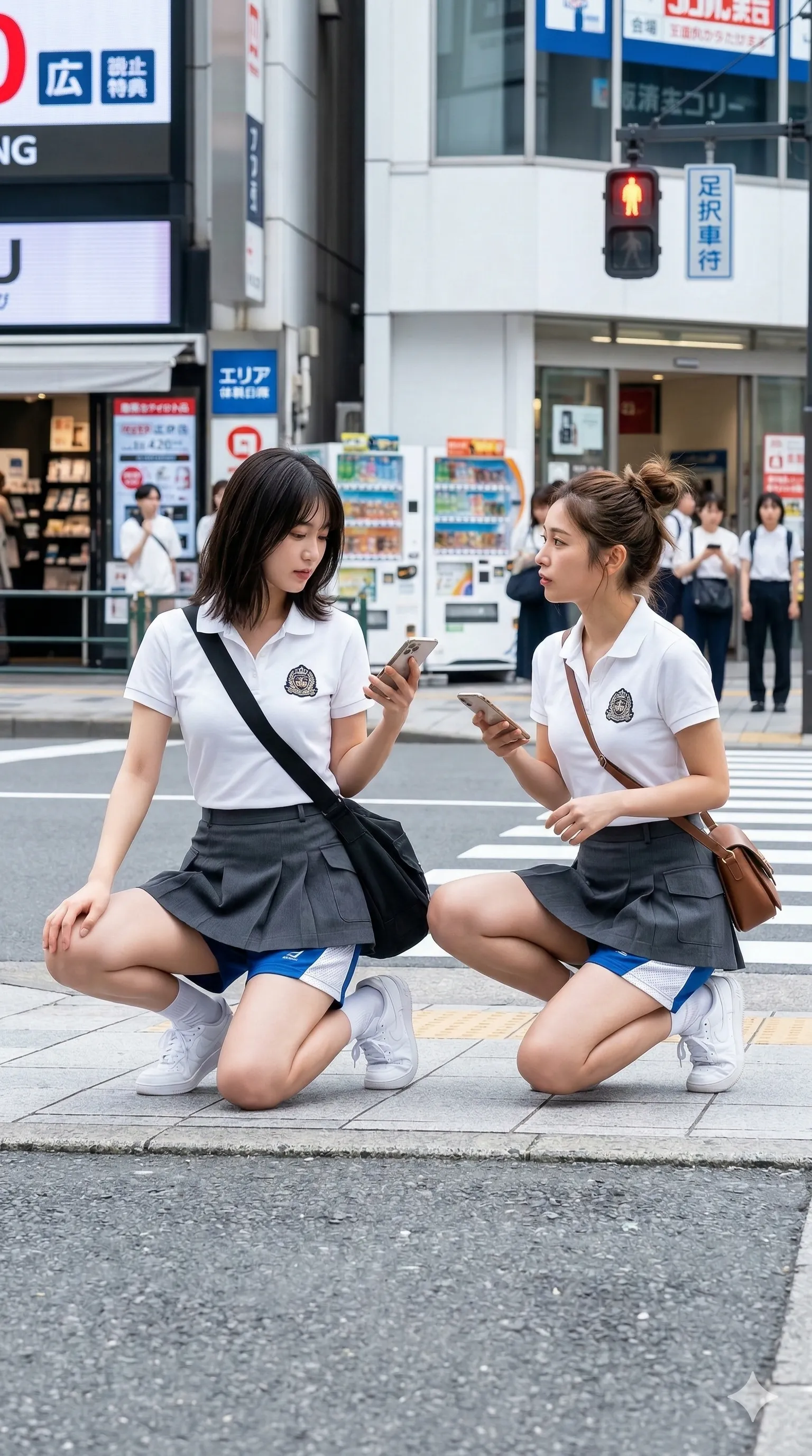 ミニスカ 信号待ち 尻のボリューム 021