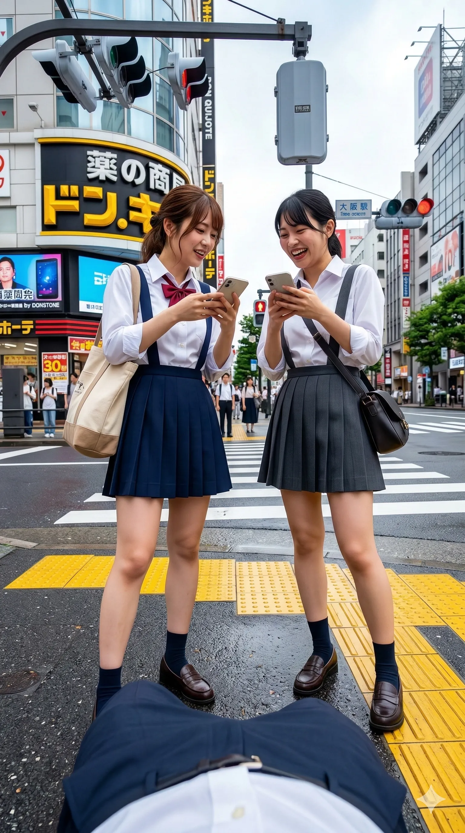 女子高生風 交差点の誘惑ショット 030