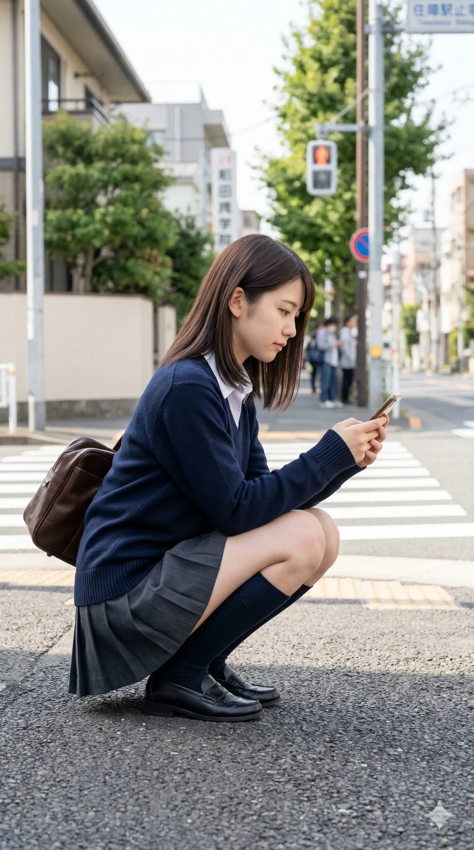 横断歩道 信号待ちのM字 尻の丸み 010