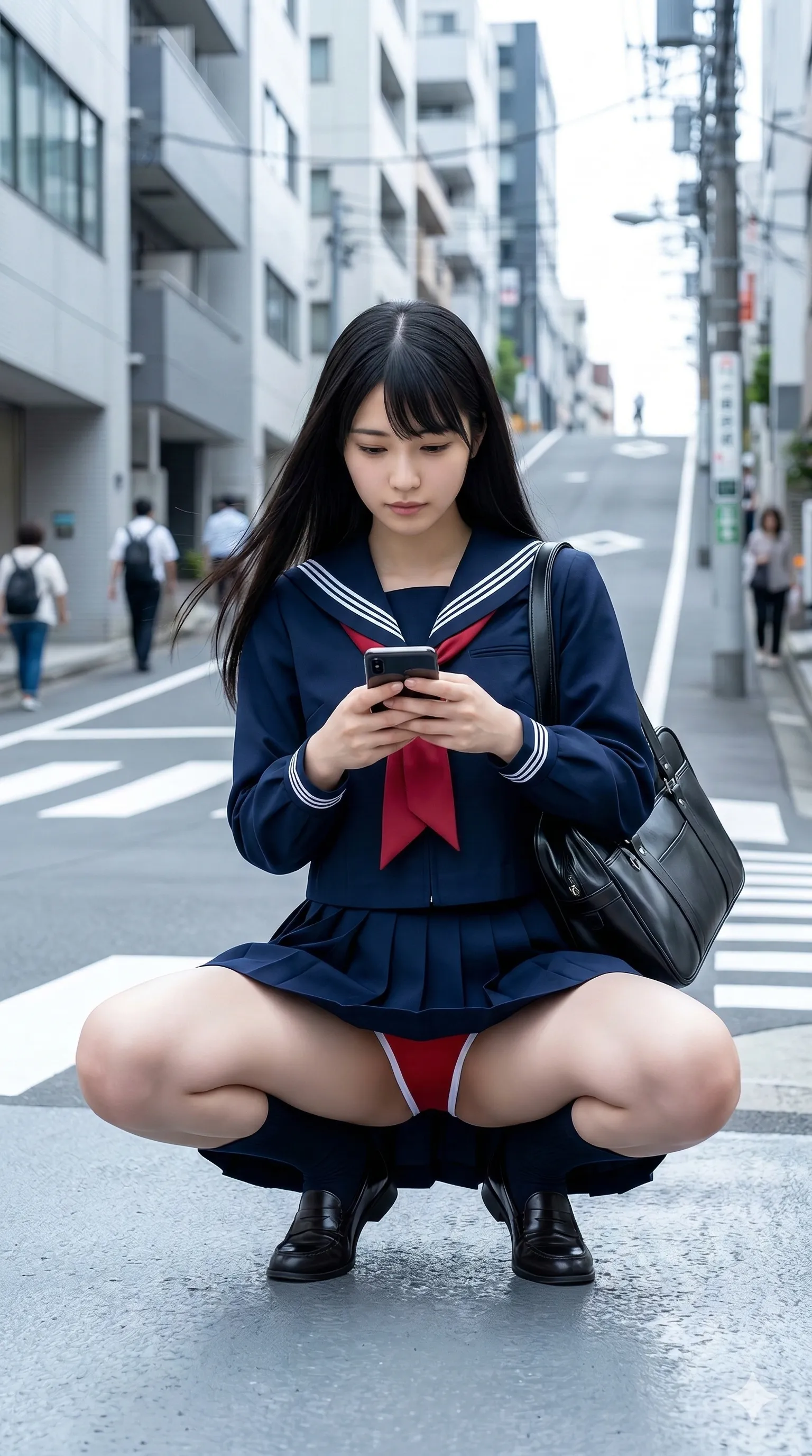 素人制服美女 振り返り M字開脚 011