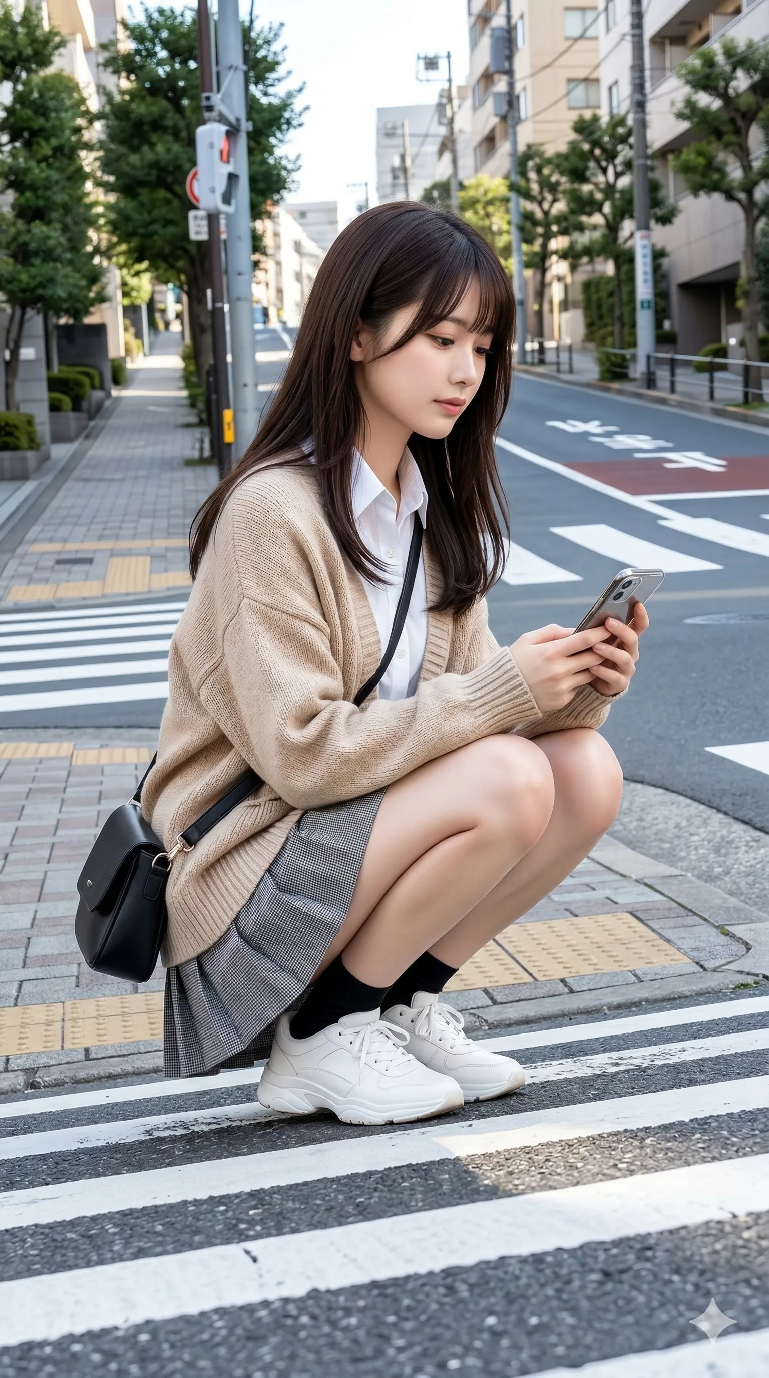 女子高生 横断歩道での股間露出 023