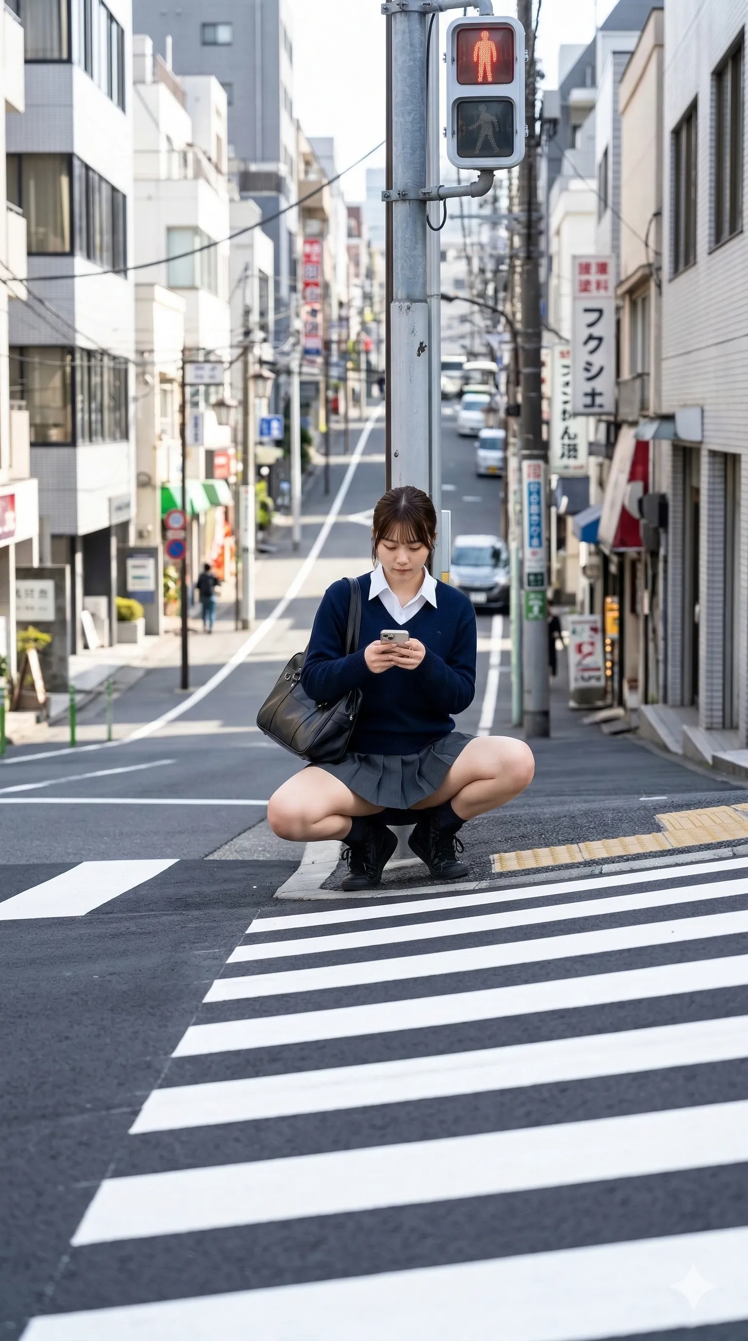 横断歩道 M字開脚 無防備な尻 034