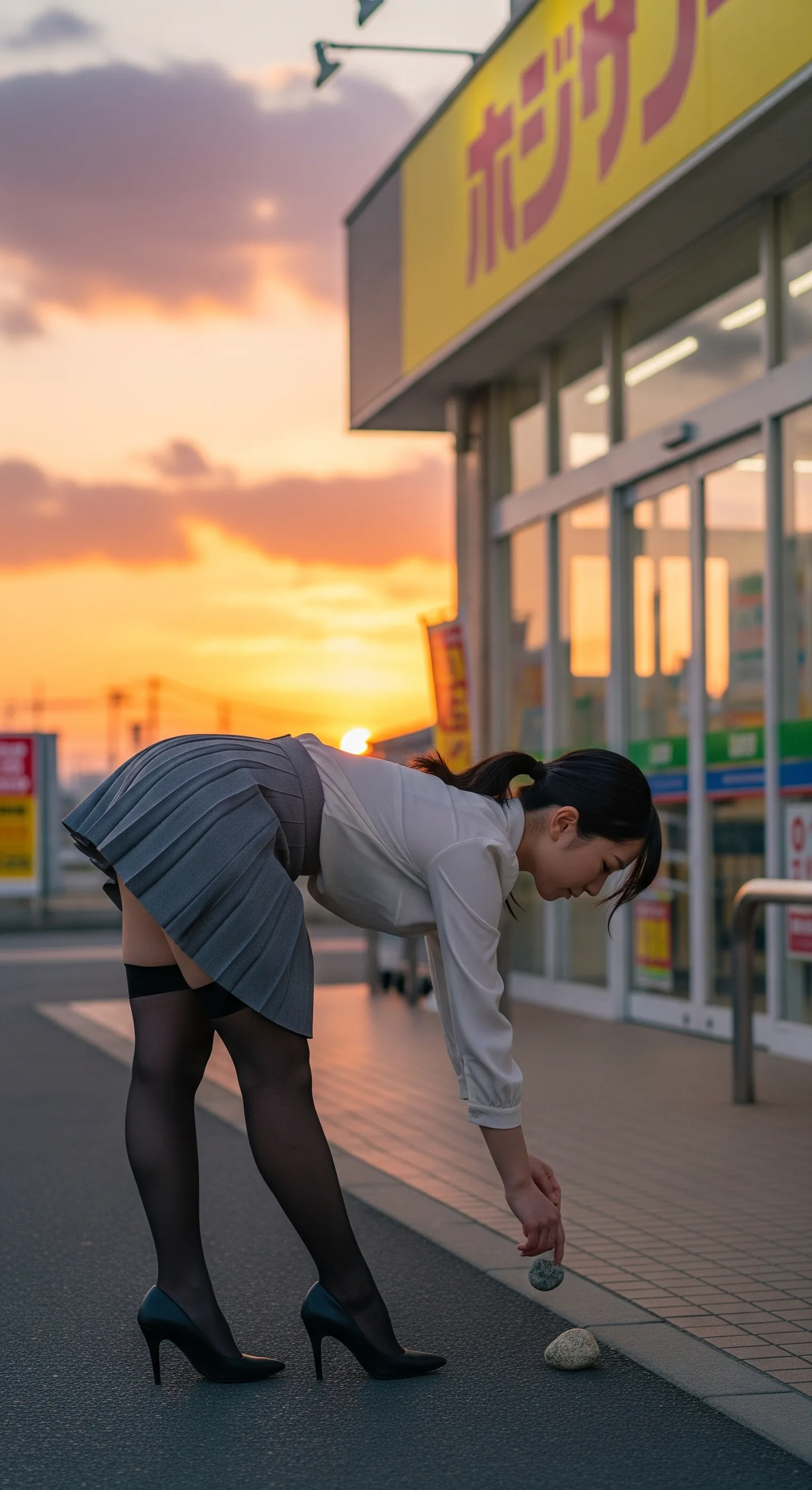 股の間から覗く笑顔と、対照的なエロい下半身