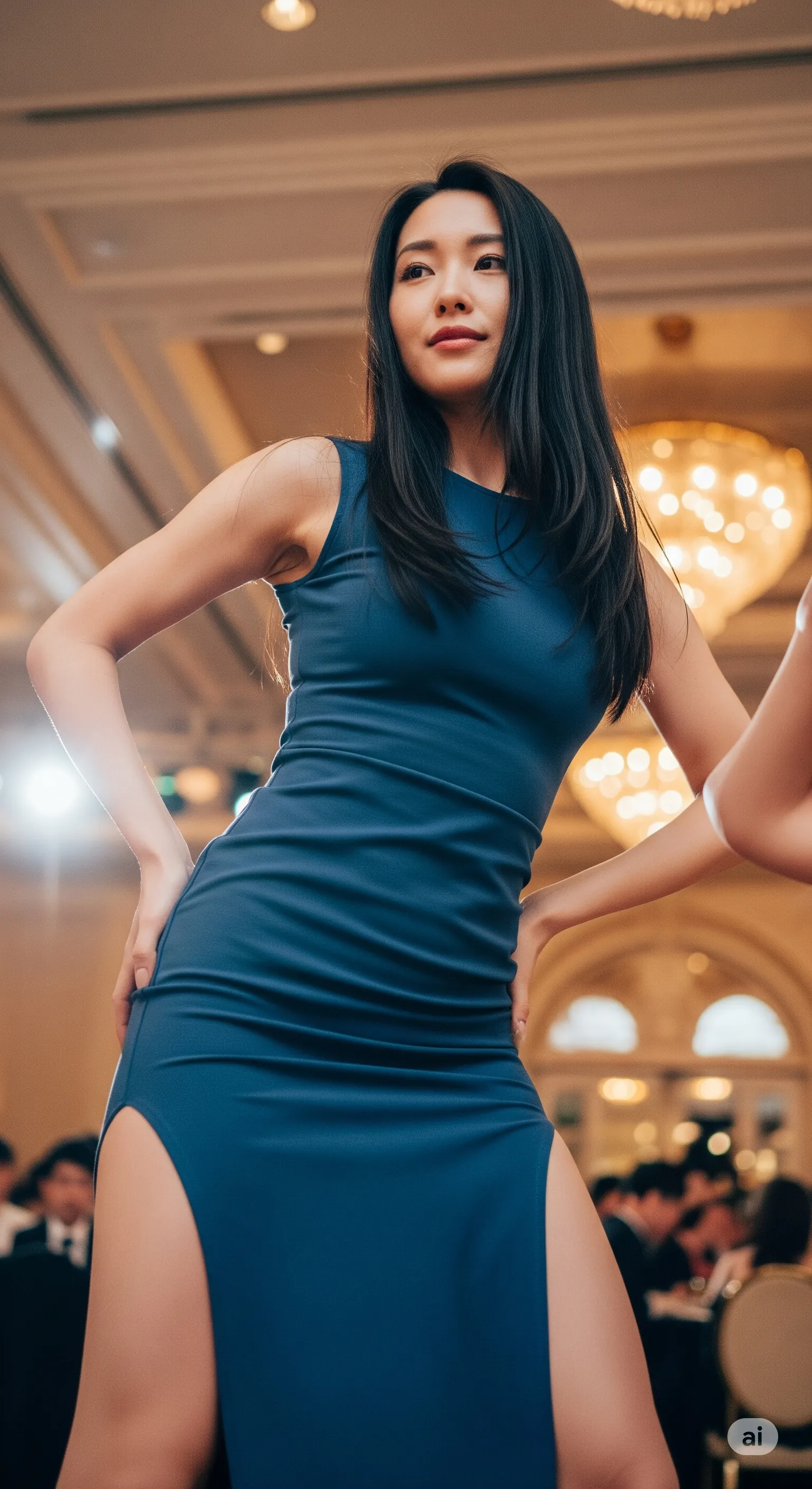 滑らかな曲線が美しいダンス中の一瞬