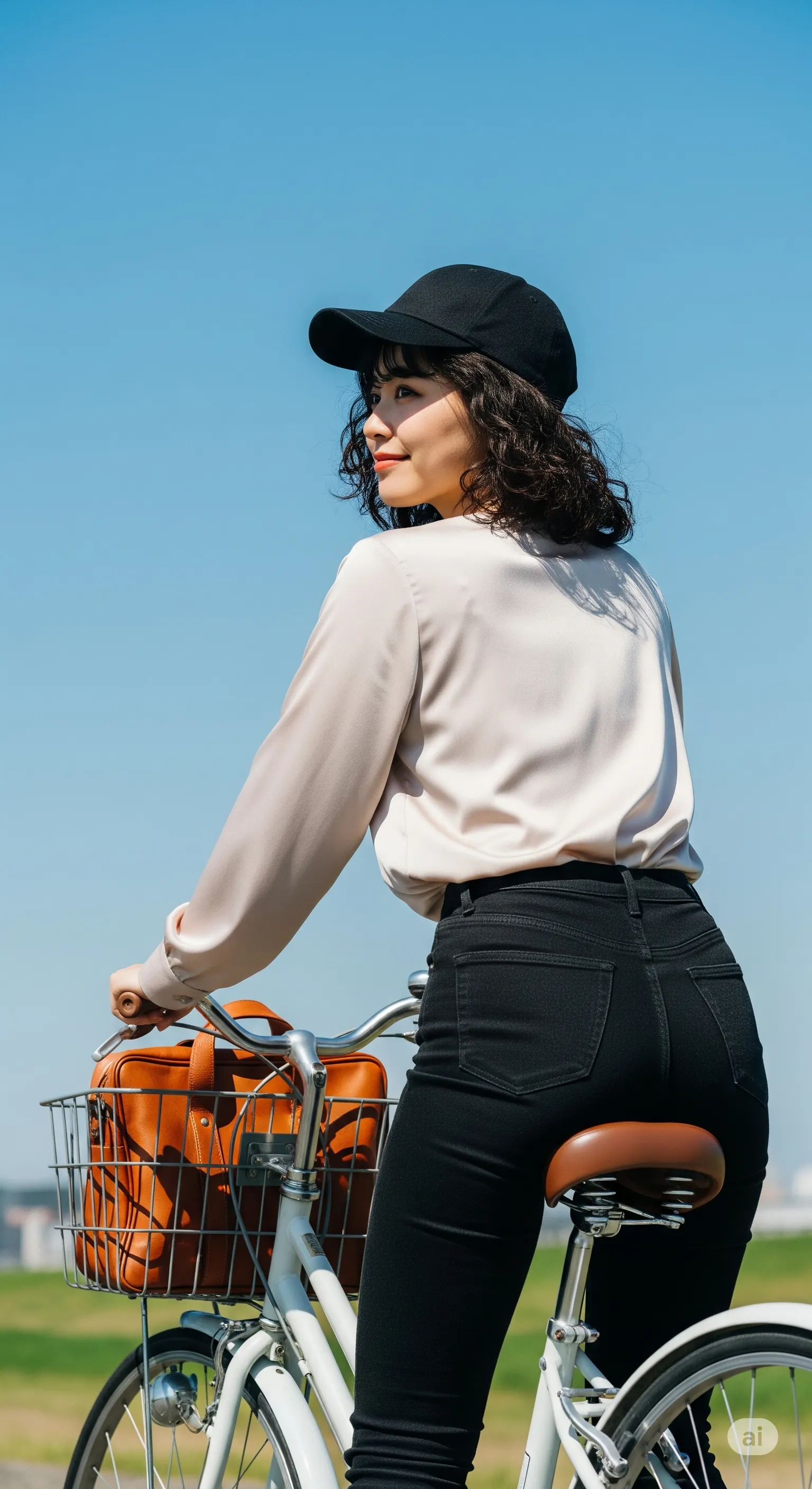 立ち漕ぎの瞬間に浮き上がる、力強く丸いヒップの曲線