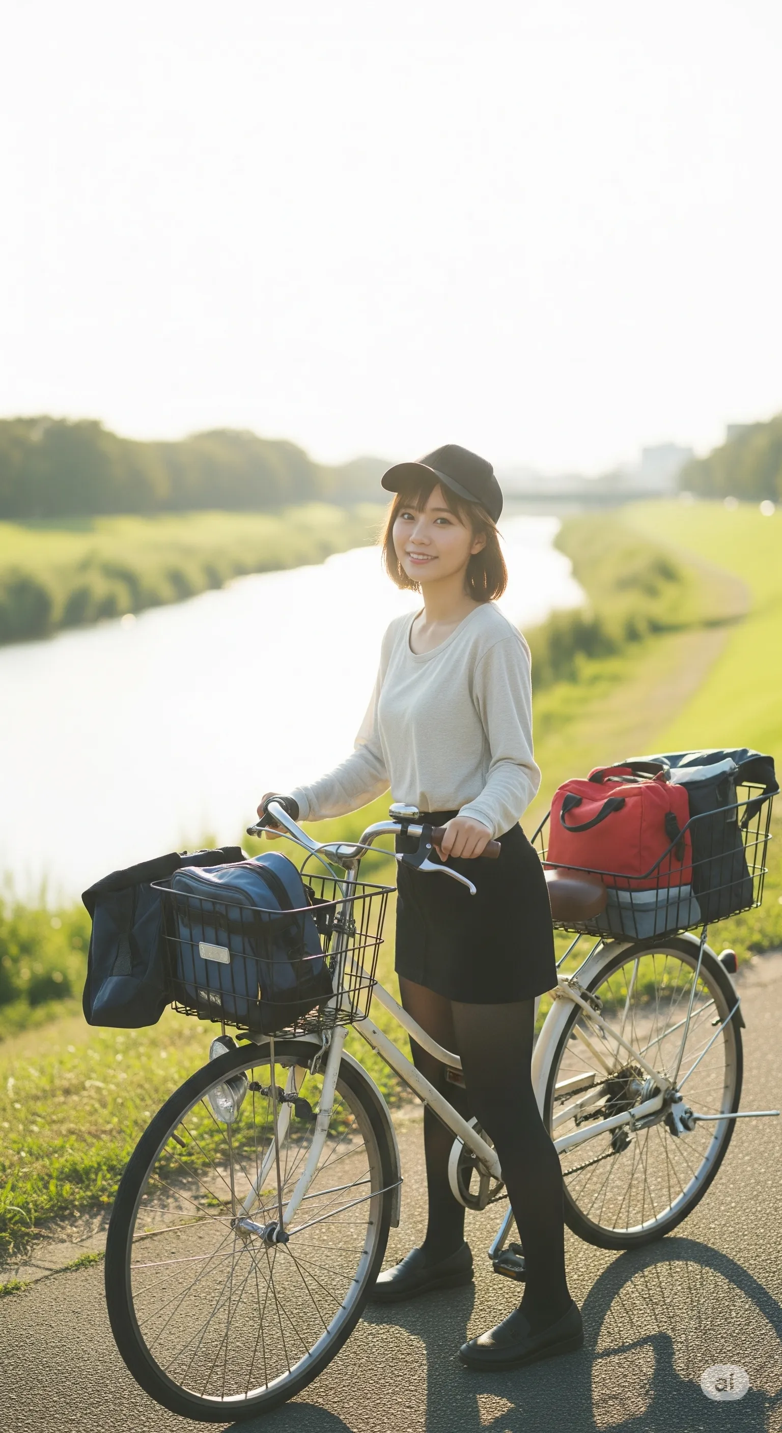駐輪場で見せる、自転車を降りる瞬間のしなやかな腰つき