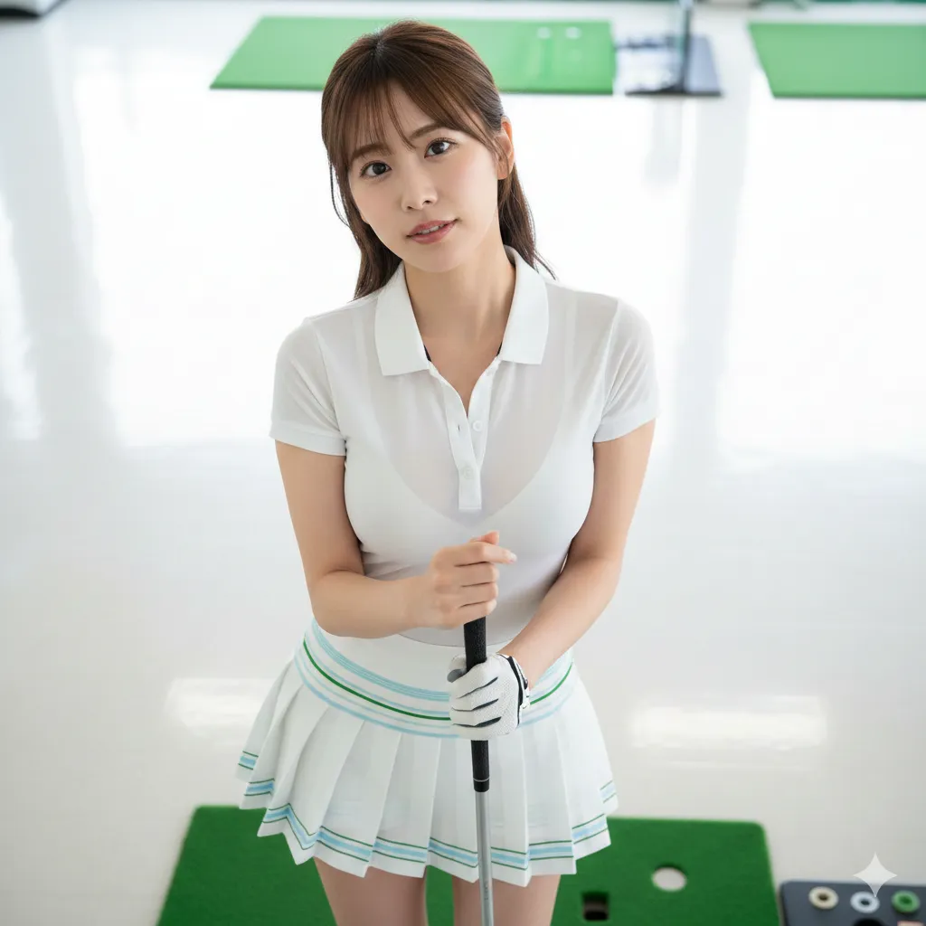 インドアゴルフ女子の美脚とフォーム美 004