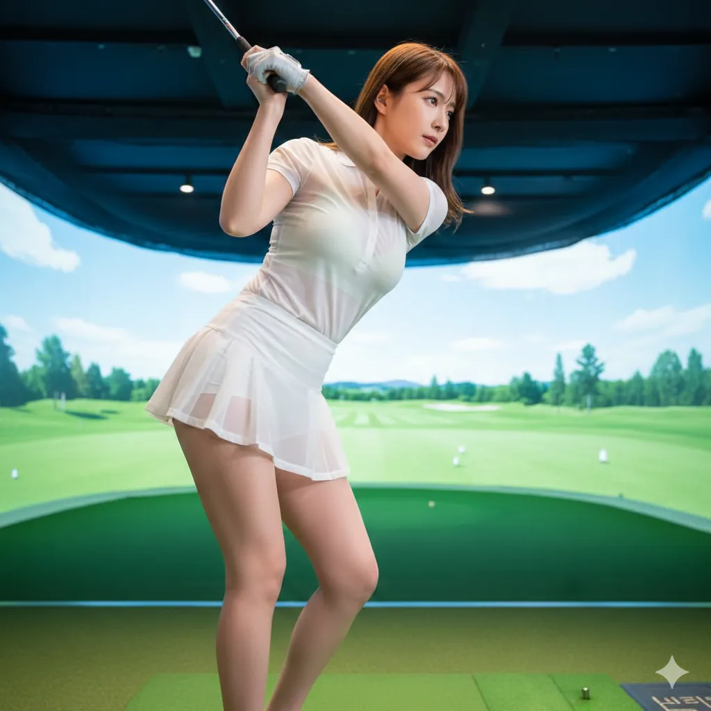 フォームが美しいゴルフ女子の美脚フェチ画像 016