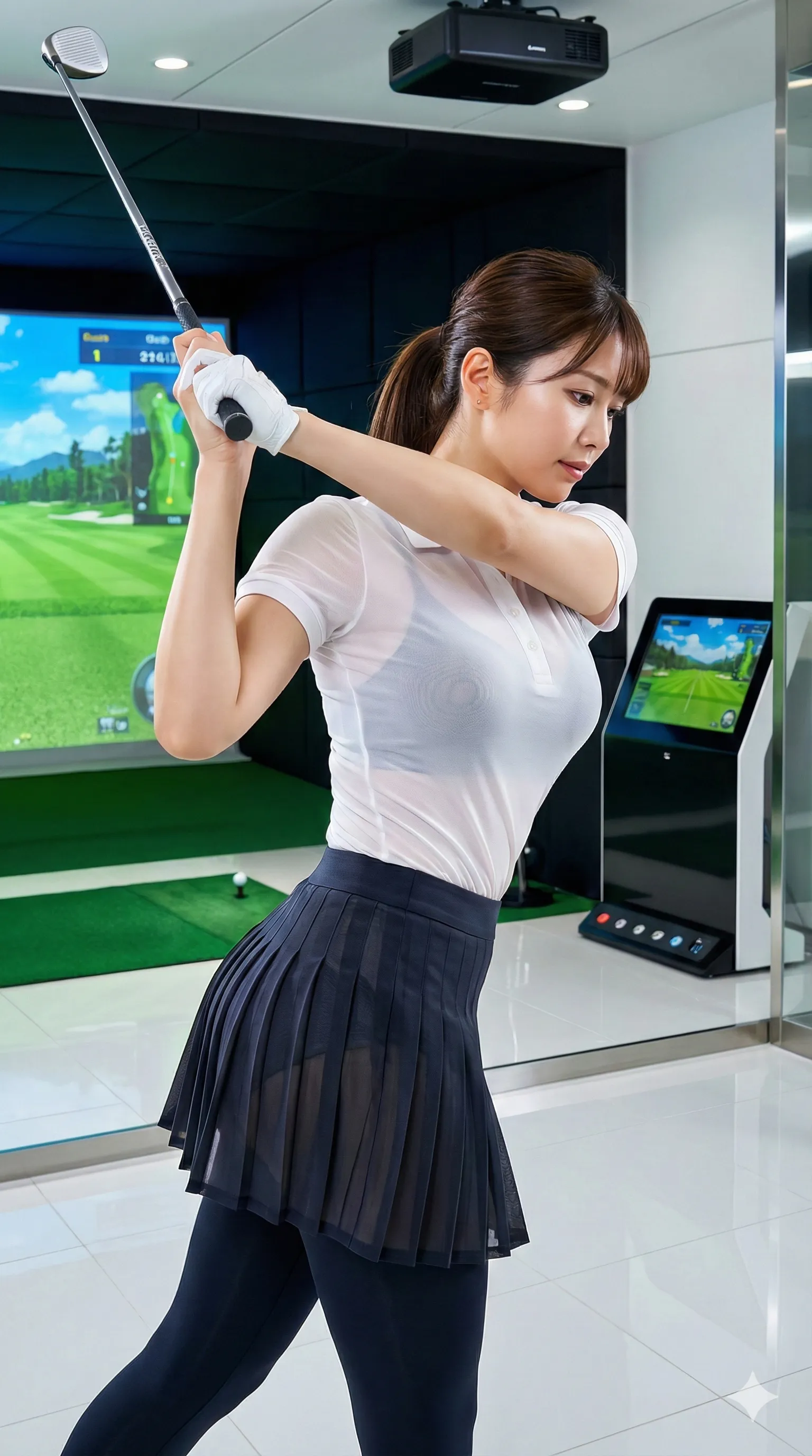 インドアゴルフ美女の美尻アングルショット 017