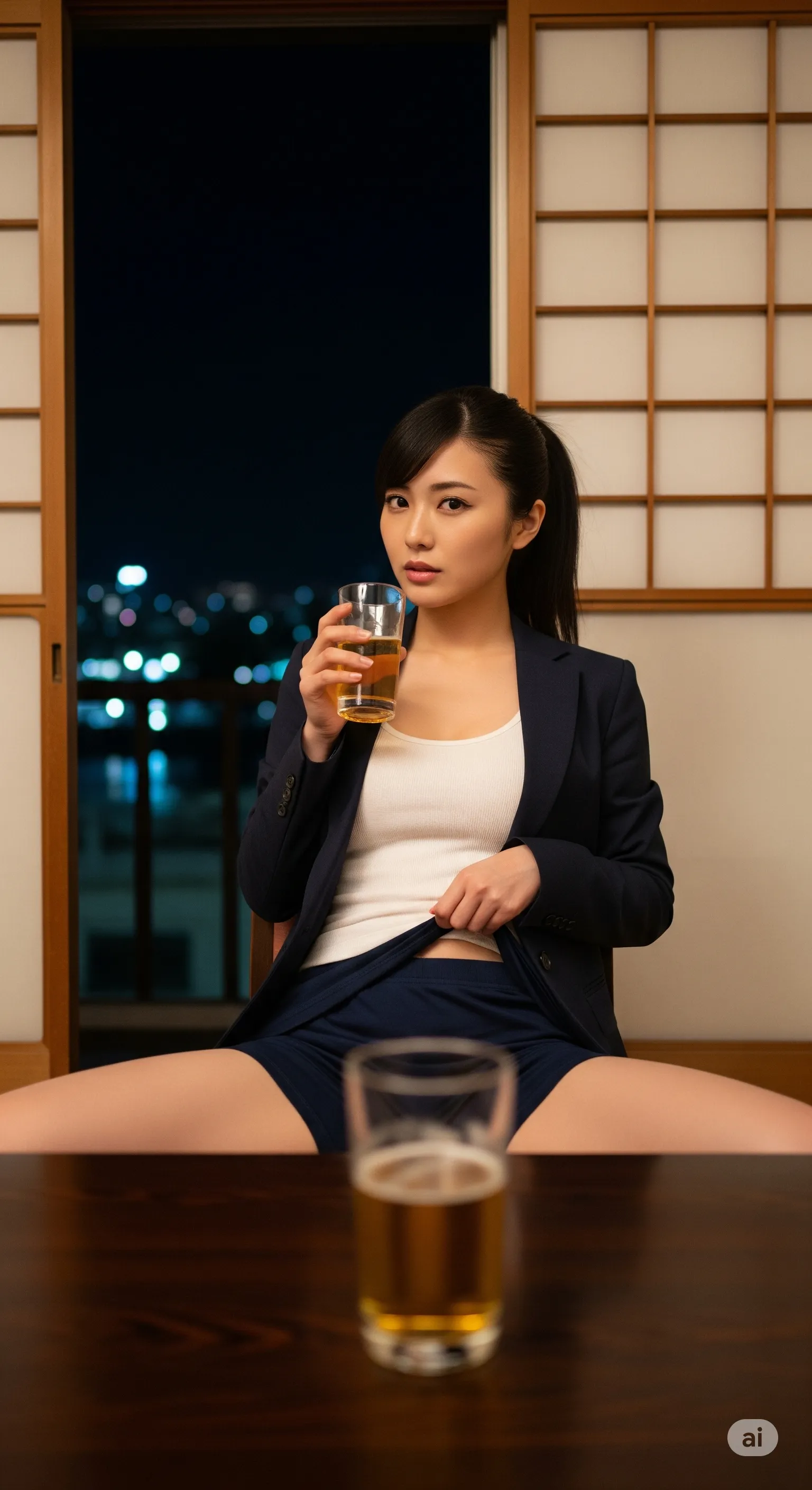 タイトスカートのスリットから覗く、絶対領域の誘惑