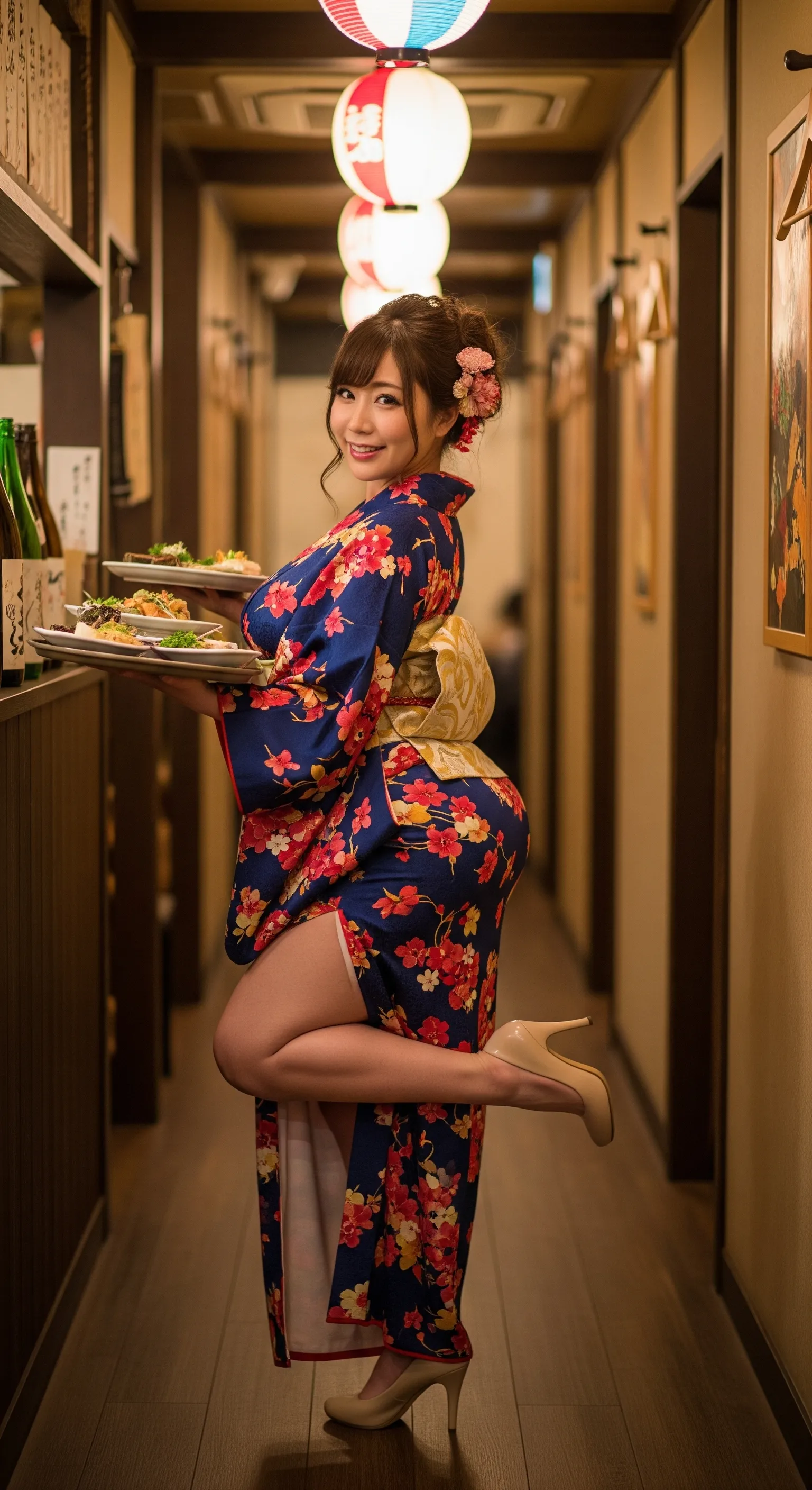 スリットから大胆に露出する太ももと尻の境界線