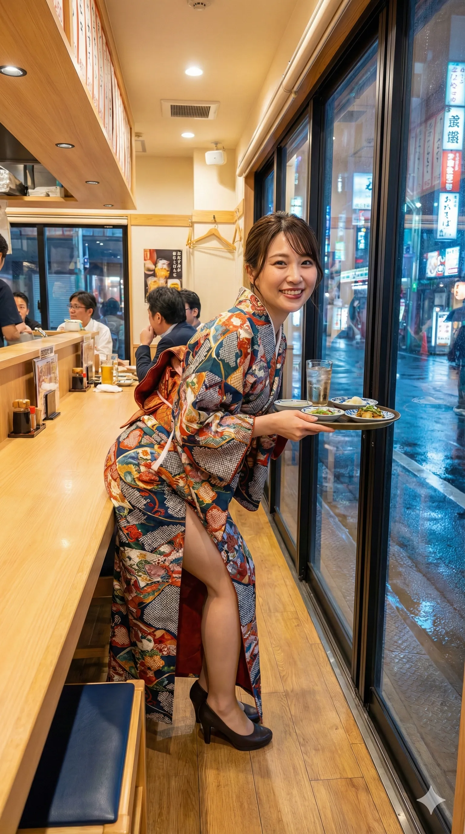 居酒屋のカウンター越しに捉えた、秘めやかな尻フェチカット