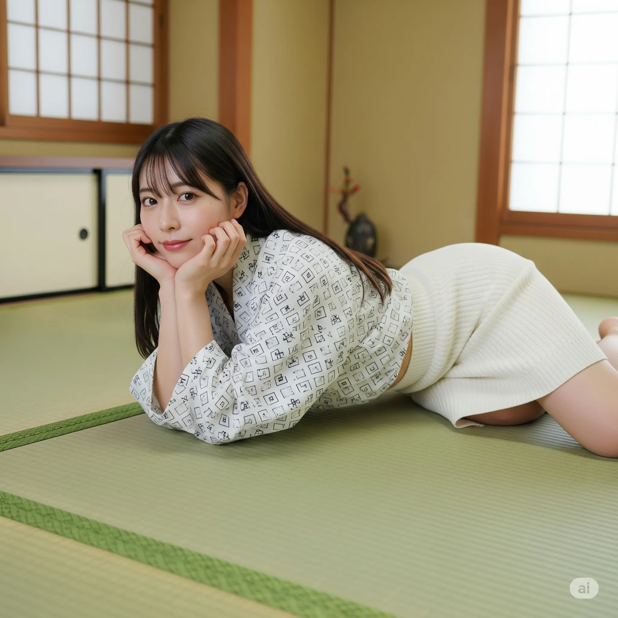 和室 四つん這い 着物ミニ タイト 美尻 011