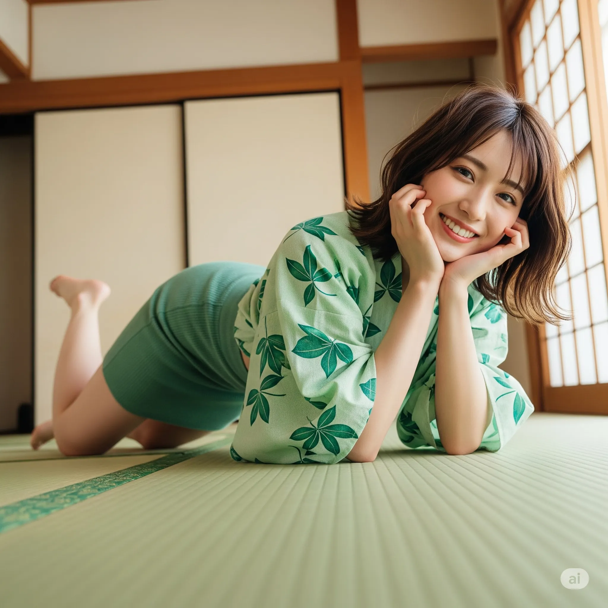 四つん這い 和室 着物 美尻 タイトミニ 020